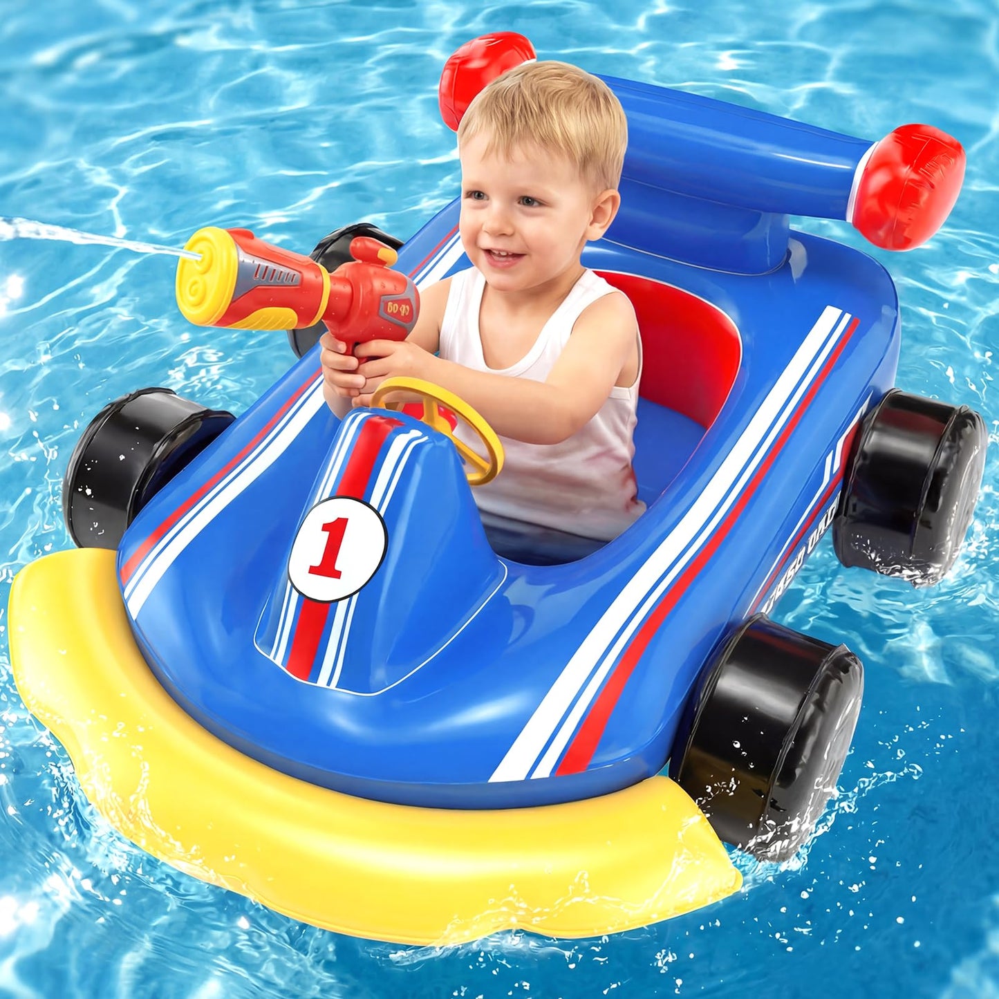 Lehoo Castle Kids Pool Floats with Water Gun, Pool Toys for Kids Ages 3-8, Inflatable Ride-on Toddler Pool Float Outdoor Summer Beach Water Toys for Boys and Girls