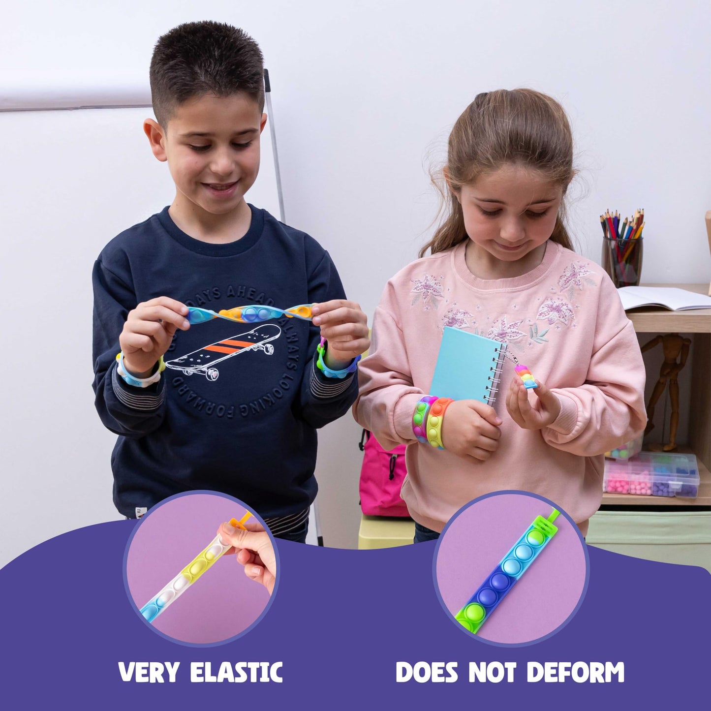 BONNYCO Pop It Bracelets and Keychains Pack 30 Kids Party Favors. Goodie Bags Stuffers for Kids, Fidget Toys Pop Its Bulk. Return Gifts for Birthday Party, Goody Bag Stuffers, Pinata, Classroom Prizes