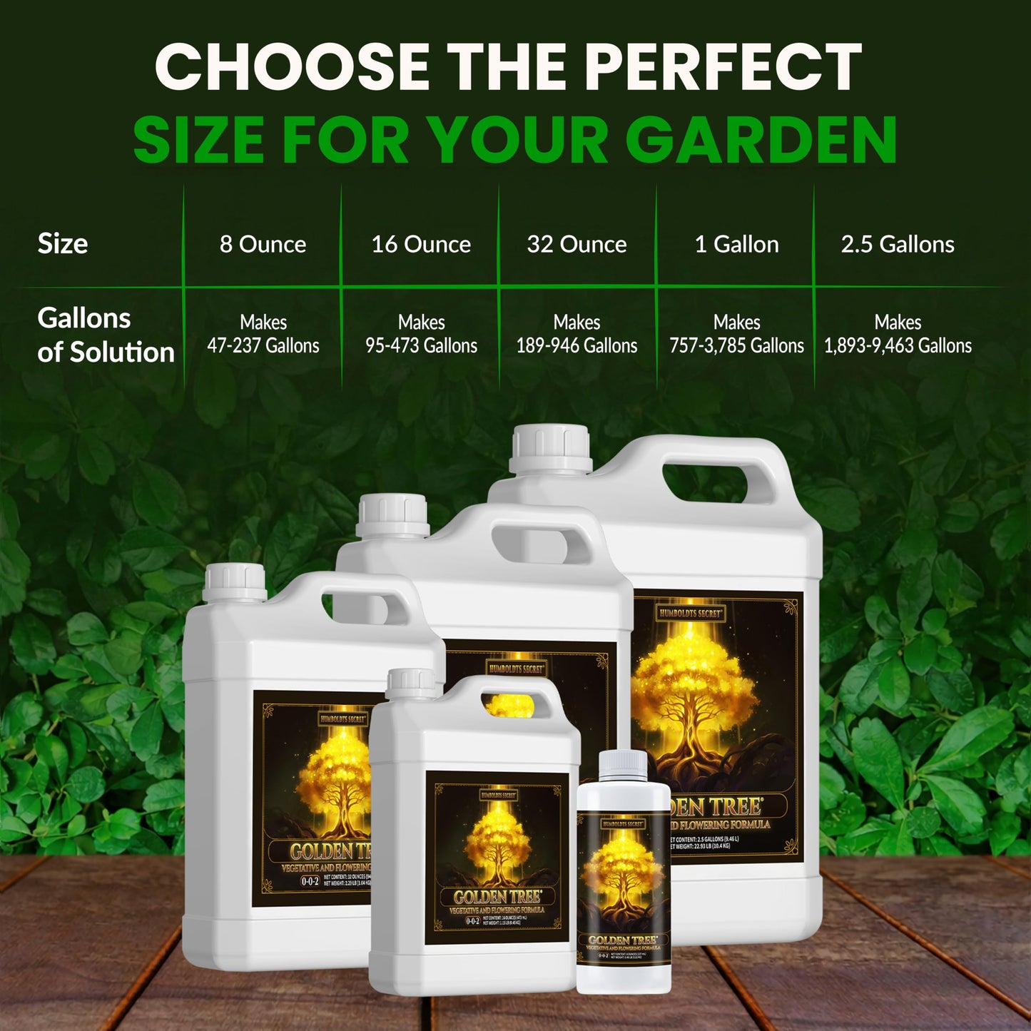 Humboldts Secret Golden Tree Liquid Plant Food | Enhances Growth Indoors or Outdoors | All-in-One Plant Nutrients for Vegetables, Trees, Flowers, Fruits, Roses, Lawns, Tomatoes | 1 Gallon