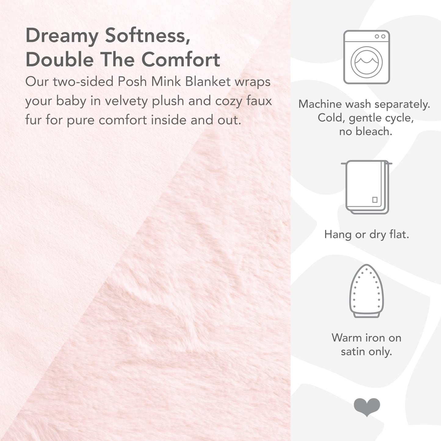 Little Giraffe Posh Mink Baby Blanket - Double-Sided Ultra Soft Plush Fabric, for New Moms, Newborn Must-Have for Girls, Cozy & Cuddly Comfort Blanket, 29" x 35", Pink