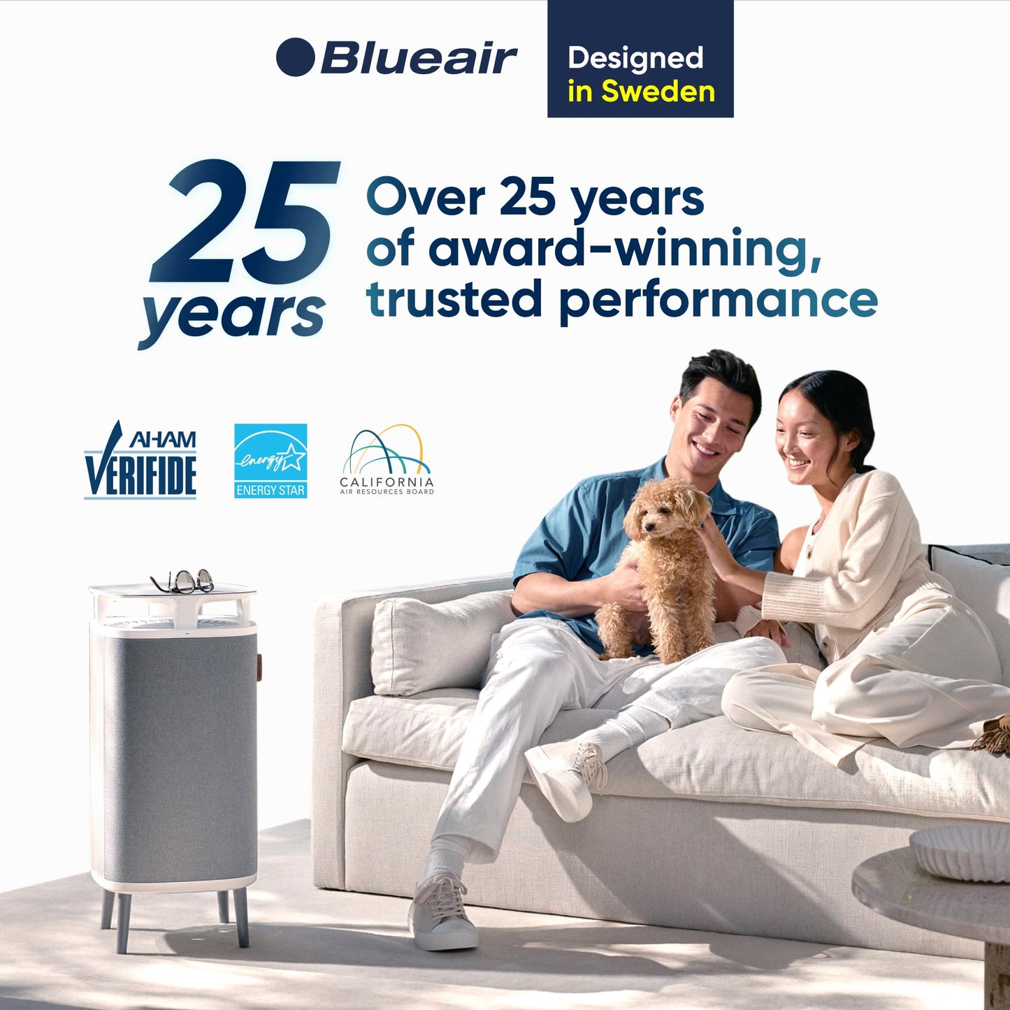 BLUEAIR Air Purifier Medium Room, Cleans up to 1,713 Sq ft Air Cleaner for Dust Pet Dander Smoke Pollen Allergen Odor Removal Home Bedroom Living Room, Alexa, Auto, HEPASilent, DustMagnet 5440i