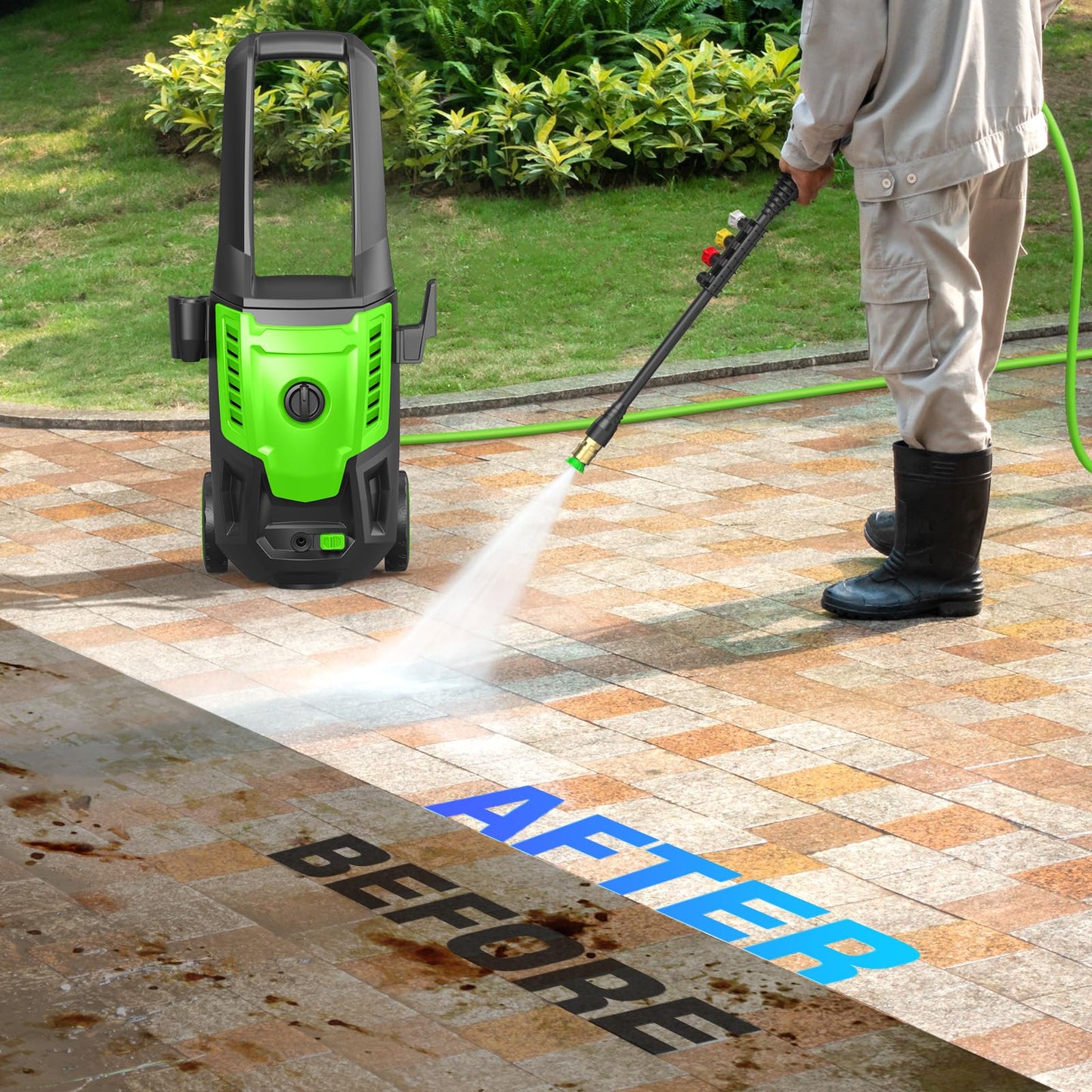 Commowner 5000PSI Electric Pressure Washer, 2025 4.0 GPM High Power Washer Machine, with Adjustable Nozzle and Soap Bottle for Cars/Fences/Driveways/Home/Patios (Green)