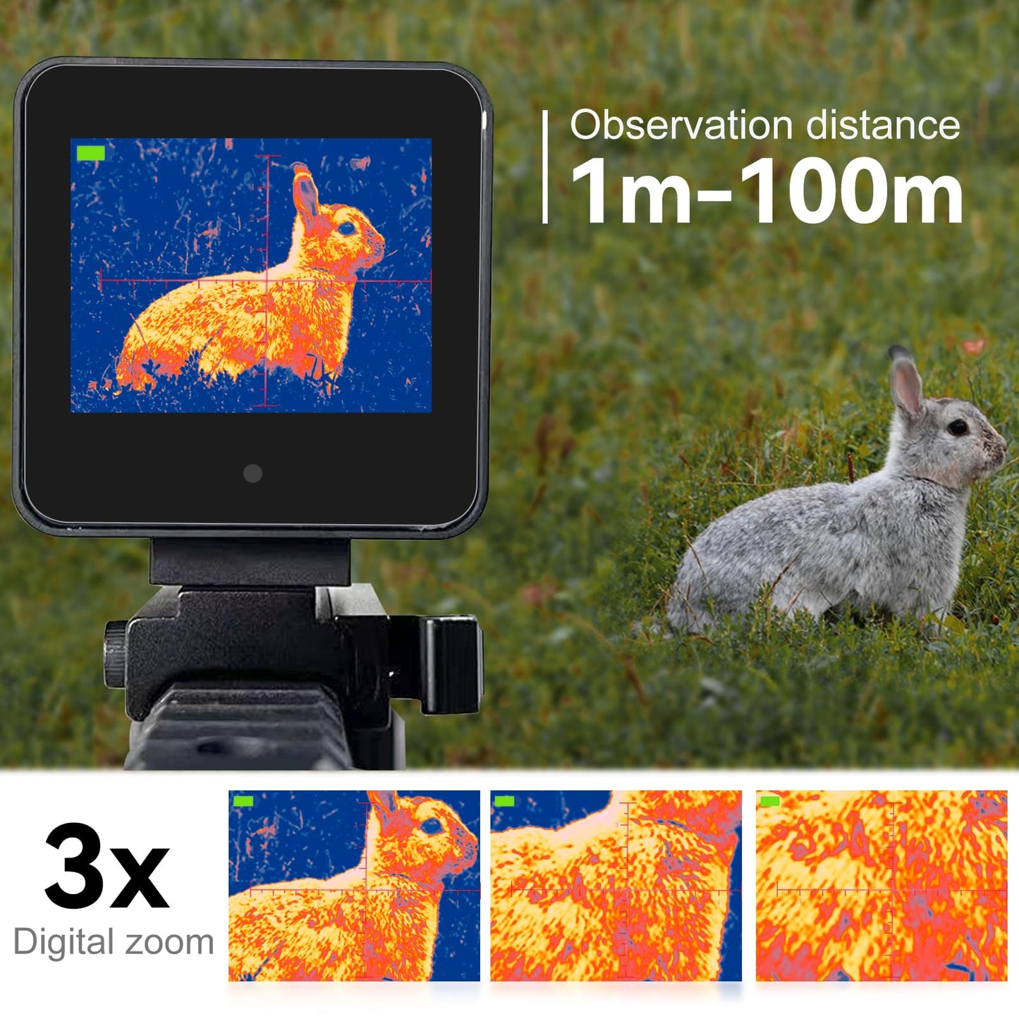 Thermal Imaging Night Vision Scope for Hunting – 320×240 Resolution Infrared Thermal Scope with Crosshair & Red Laser Aiming, Waterproof, 3X Zoom, Long Battery Life, Fits 21mm Rail