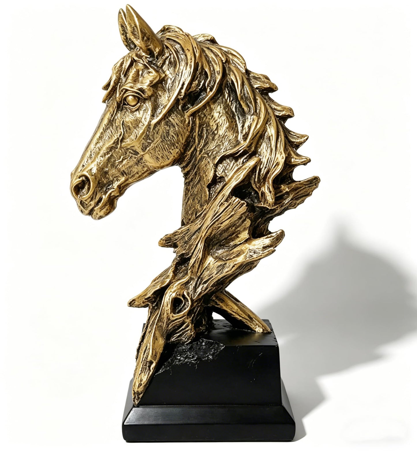 Retro Animal Gold Horses Standing 11.42“ Resin Home Statue for Living Room Decor Animal Ornament Sculpture Art Figurine Decorative - Bronze
