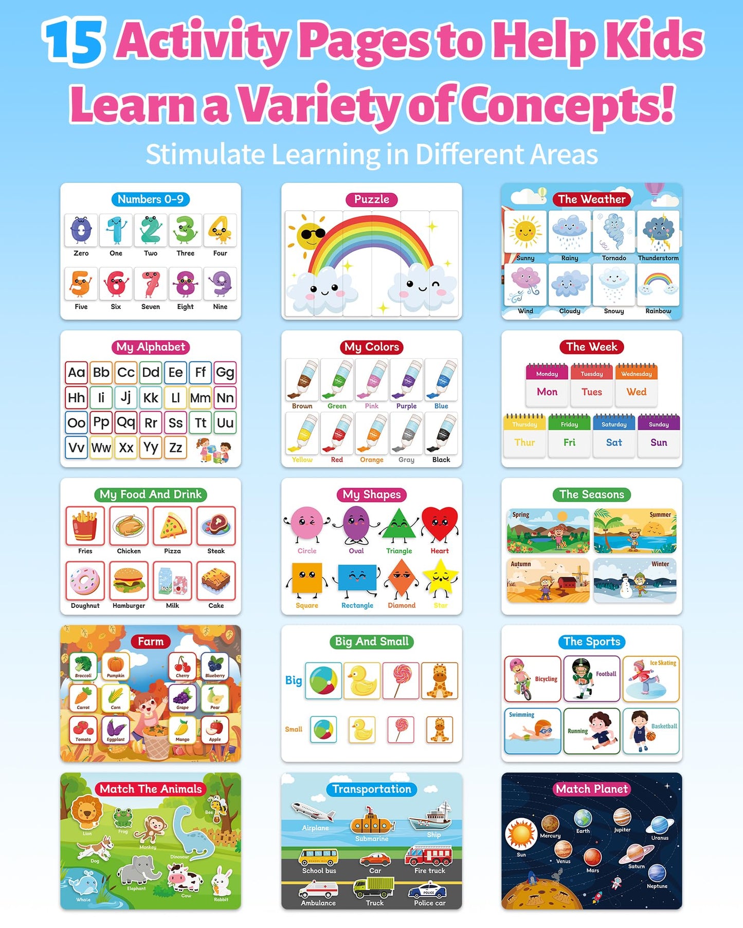 Benresive Busy Book for Toddlers 3-5, Montessori Preschool Learning Activities Book, Educational Sensory Travel Toys for Kids, Birthday Gifts for Boys Girls Ages 3+