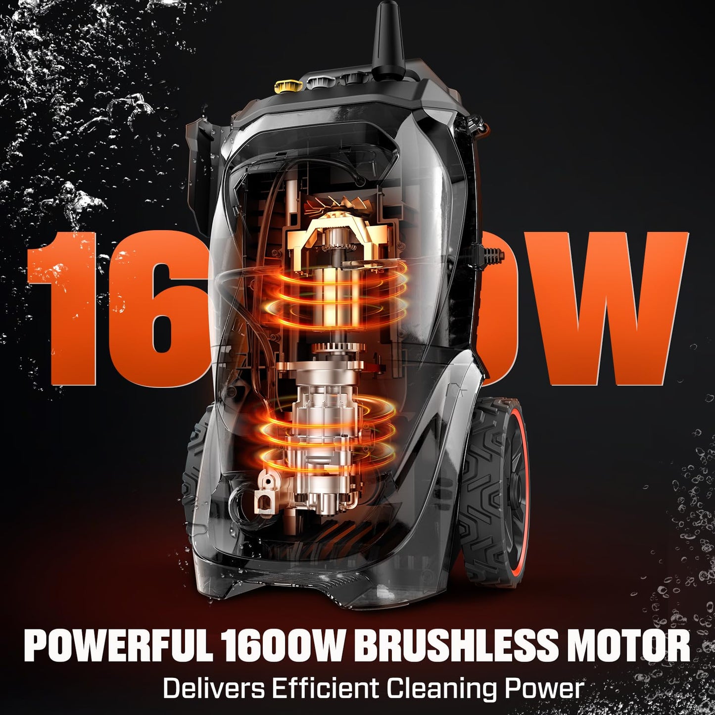 SENIX 2000 PSI Electric Pressure Washer, 1.2 GPM Compact Power Cleaner w/ 4 Nozzles, 25ft Hose & 35ft Cord. Portable High-Pressure Sprayer for Cars, Driveways, Patios, Decks & Home Outdoor Use