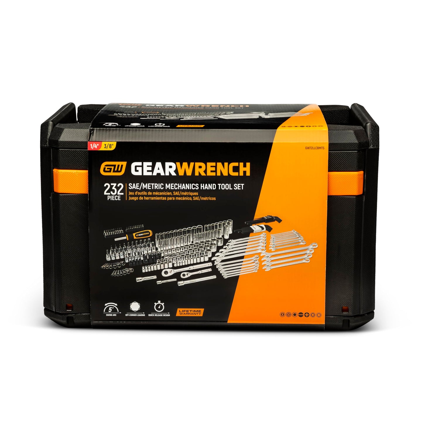 GEARWRENCH Mechanics Tool Set in 3 Drawer Storage Box, 232 Pc, 1/4 in and 3/8 in Drive, Metric/SAE | GW72LLCBMTS