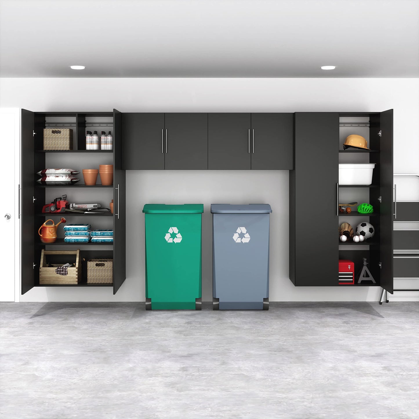 Prepac HangUps 30" Upper Garage Cabinet, Bathroom Cabinet Wall Mount, Ideal for Garage, Kitchen and Laundry Organization 30" W x 24" H x 16" D, Black
