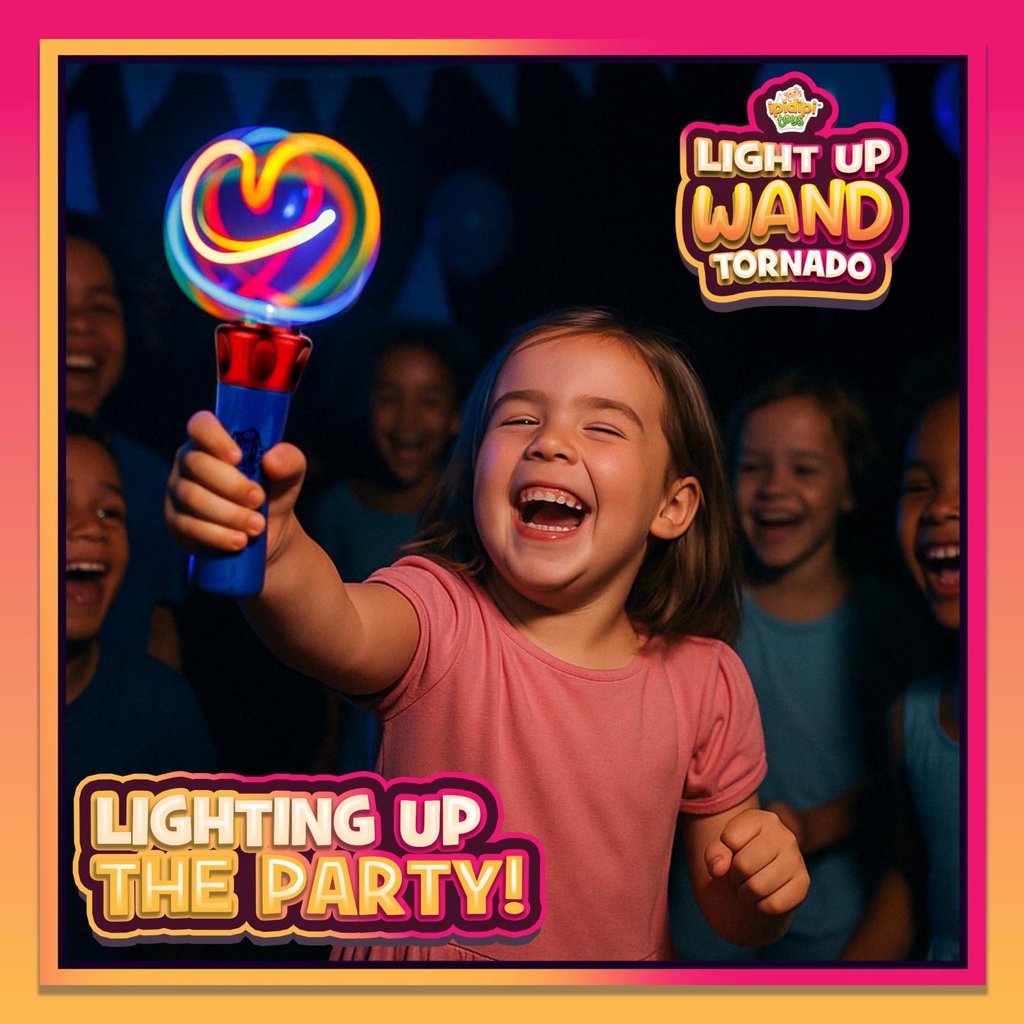 IPIDIPI TOYS Spinning Light Up Wand for Kids – LED Magic Swirling - Easter Basket Stuffers, Goodie Bag Toys - Ideal Gift, Birthday Party Favors for Boys & Girls