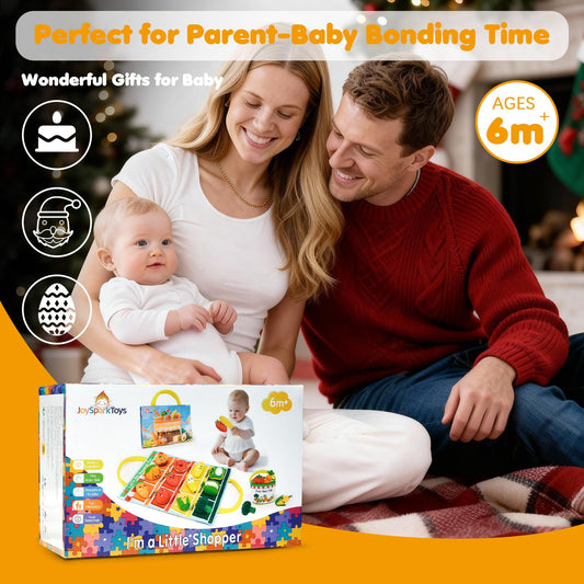 Montessori Toys for 1 Year Old – My First Shopping Trip Baby Sensory Toy, Color Sorting Play Food with Crinkle & Rattle, Fine Motor Skills Learning Gift for 1 2 3 Year Old Boy Girl Birthday Christmas