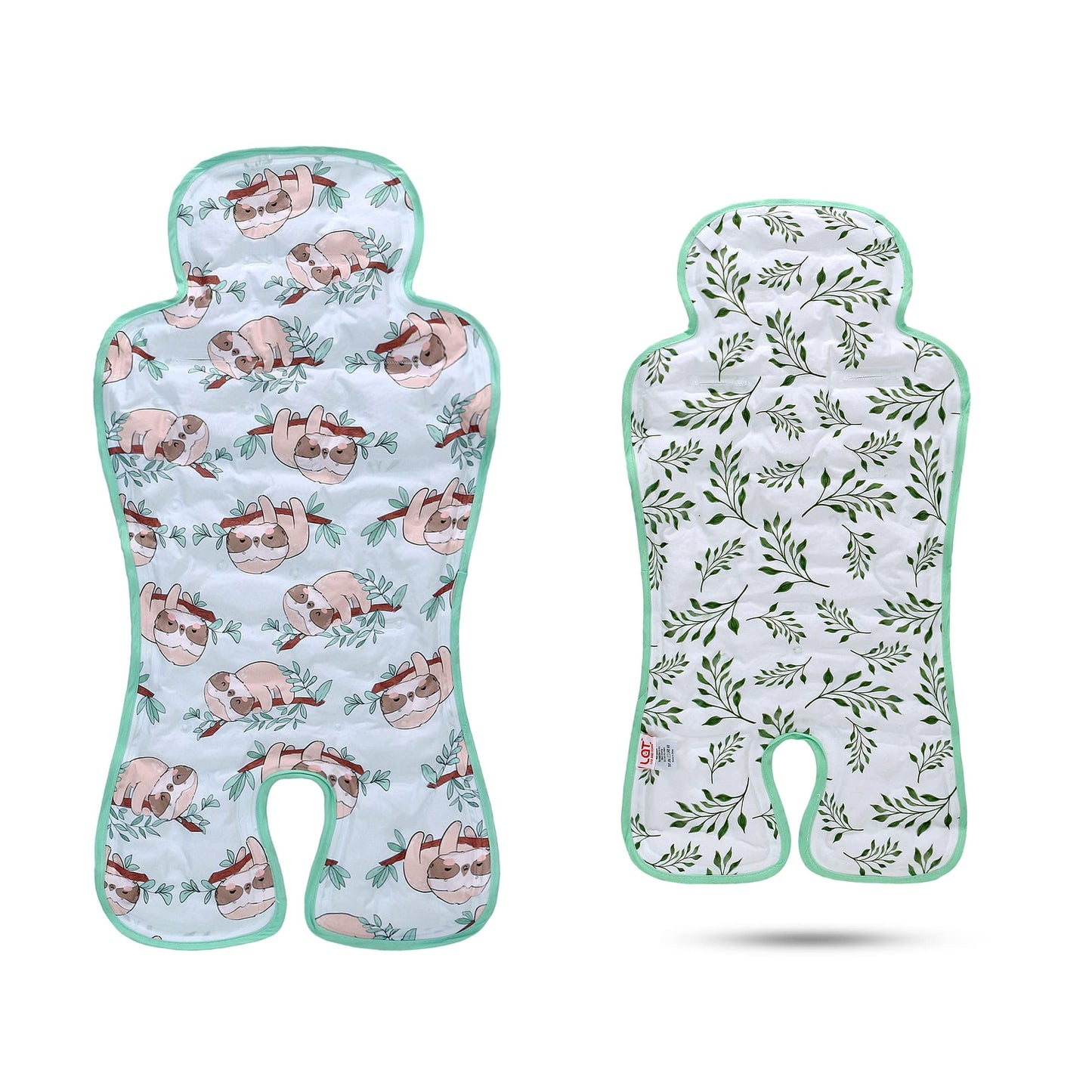 Gel Car Seat Cooler Pad,1 Pack Double Sides-Universal Baby Stroller Ice Cushion Cooler Mat,Summer Cooling Seat Liner,Multifunctional Suitable for Baby Dining Chair,Child Safety Seat(Sloth + Leaves)