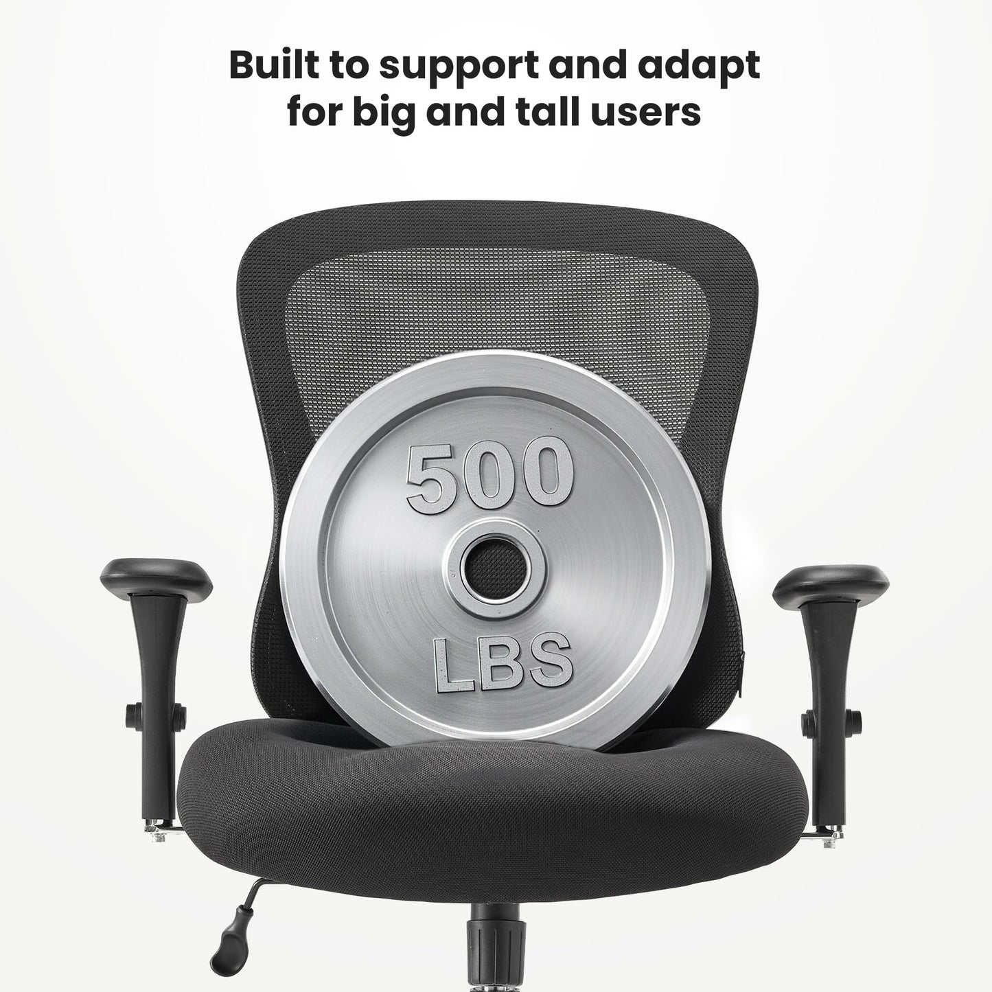EUREKA ERGONOMIC Big and Tall Office Chair for Heavy People, Hoss 500lbs Heavy Duty Office Chair Mesh Ergonomic Desk Chair with Armrest, Rolling Chair with Wide Comfy Seat for Adult, Black