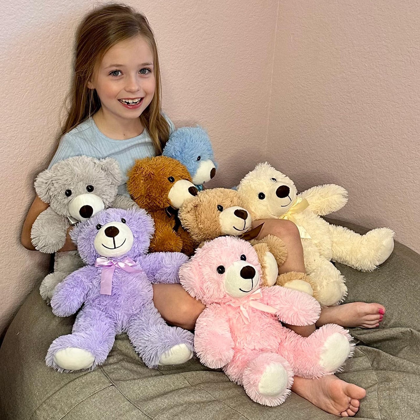 MorisMos Bulk Teddy Bear Stuffed Animals Plush Toys for Kids, 14 inch Teddy Bear for Baby Shower Centerpiece Decorations, 7-Pack Small Stuffed Animal Wholesale Gifts for Birthday Christmas Valentines