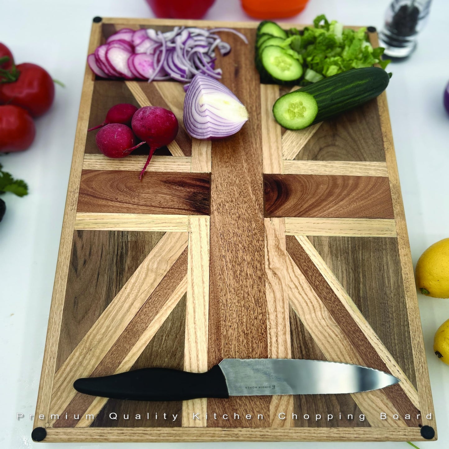 Cutting Board, 21x 13 x 1.5 inches, Solid Wood Cutting Board With Non-Slip Feet, Multipurpose Juice Groove Board with Back Plate Kitchen decor Organic Wood Edge Grain