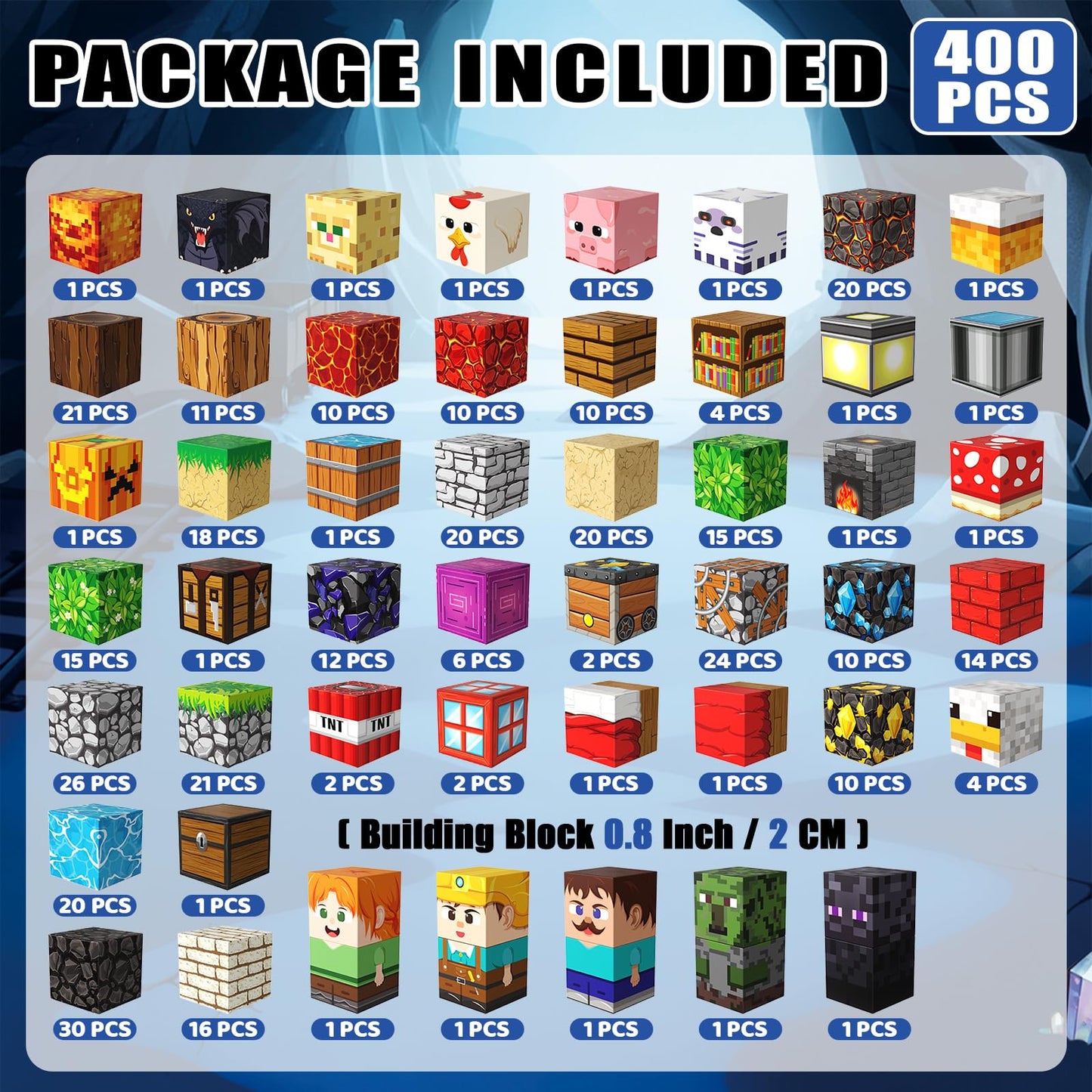 SSAWER Magnetic Blocks, 400PCS Magnetic Building Blocks, Stacking Magnets for Kids, Sensory Toy for STEM Constructions Magnet Blocks for Boys Girls Age 3+, Christmas Birthday Gifts