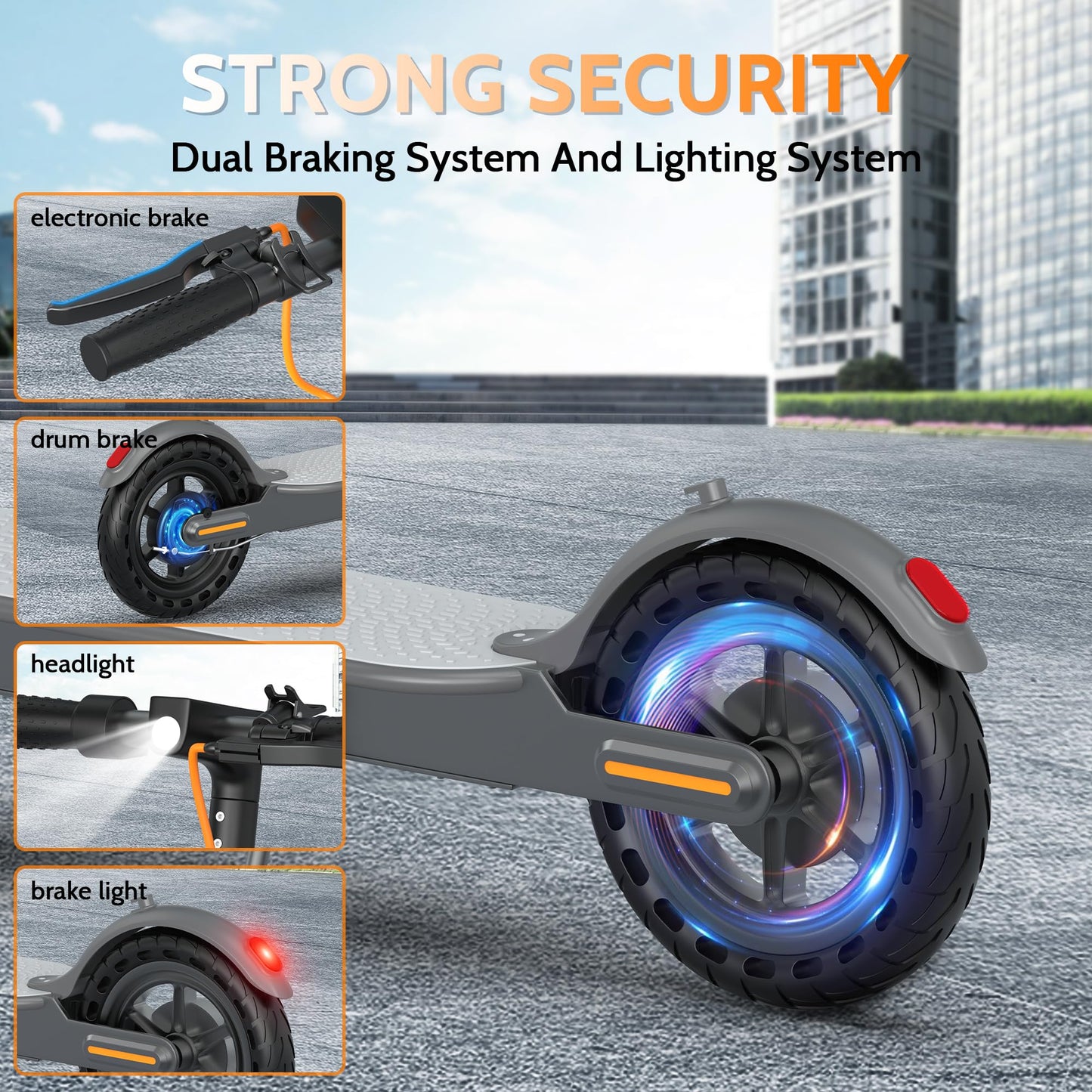 Aovowheel Electric Scooter for Adults, Folding E Scooter with 350W Motor 19 Mph Top Speed, Max 23 Miles Long Range, 8.5'' Solid Tires Commuting Scooters with Dual Brakes System, APP