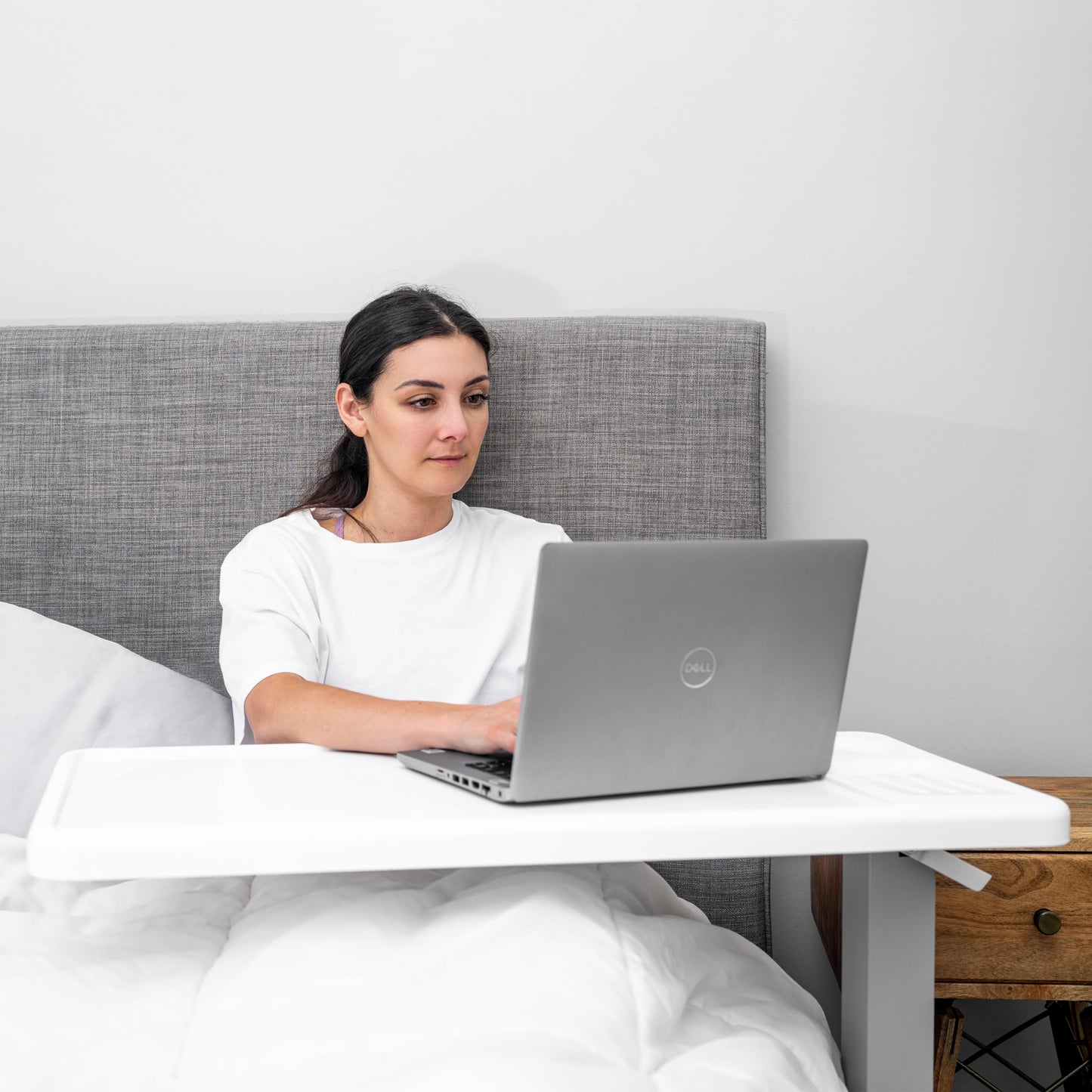 Carex Rolling Overbed Table, Hospital Bed Table, Laptop Tables for Recliner, Bed, Bedside and Sofa, Computer Tables, Hospital Tray, Adjustable with Wheels and Secure Height Adjustment