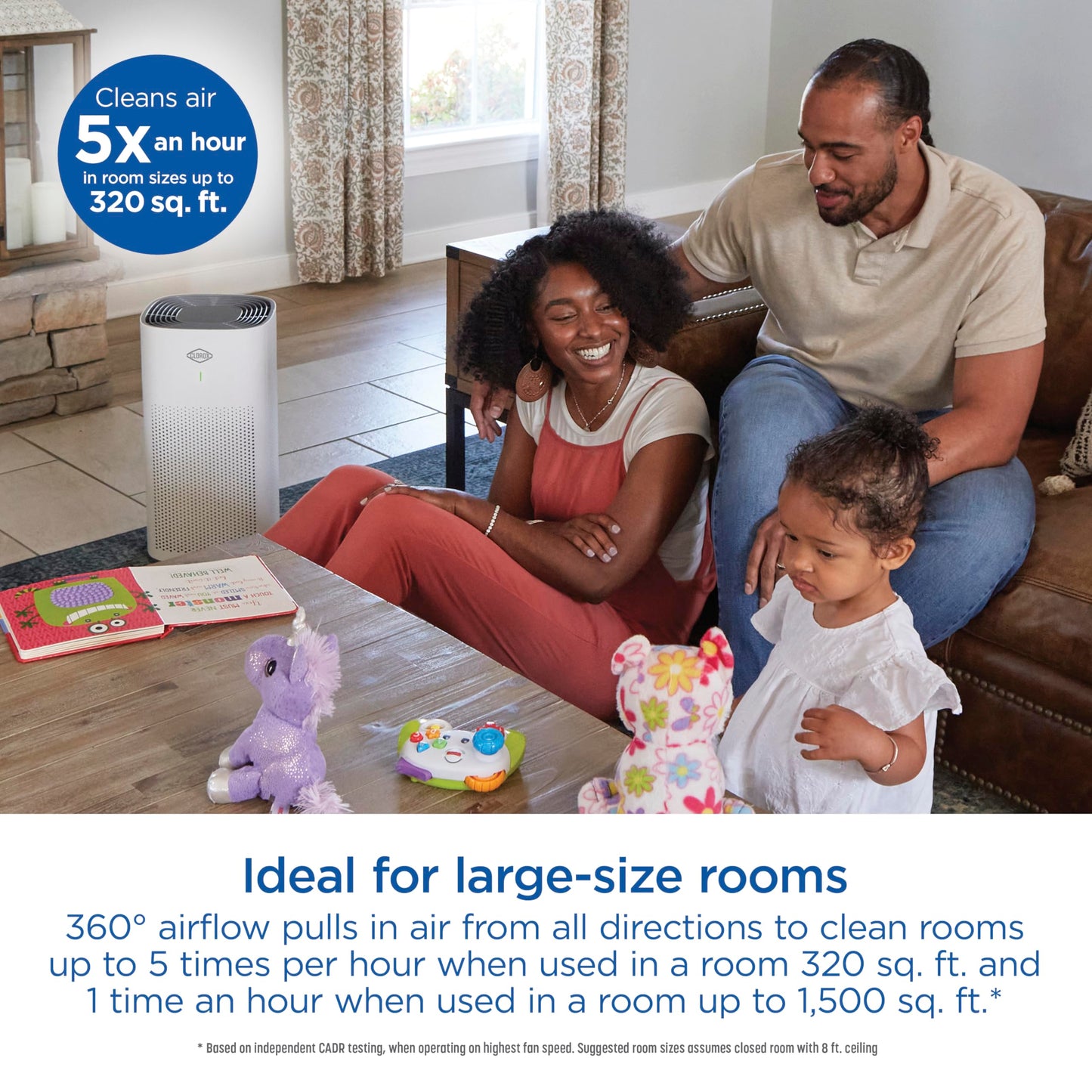 Clorox HEPA Air Purifiers for Home, True HEPA Filter, XL Rooms Up to 2,200 Sq Ft, Removes 99.9% of Mold, Viruses, Wildfire Smoke, Allergens, Pet Allergies, Dust, AUTO Mode, Whisper Quiet