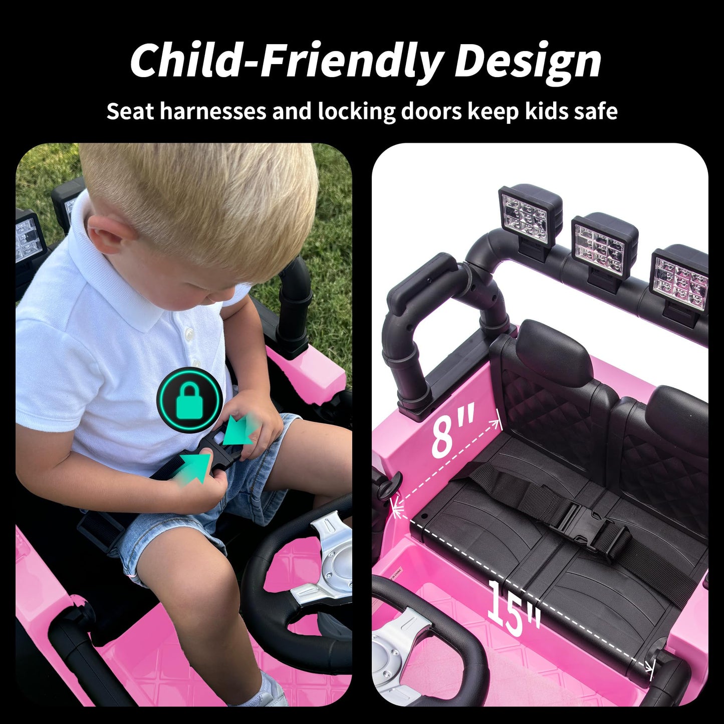Hikiddo 24V Kids Ride on Car, Kids Electric Vehicles Car Ride on Toy Truck for Toddlers 3-5 w/Remote Control, 400W Motor - Light Pink