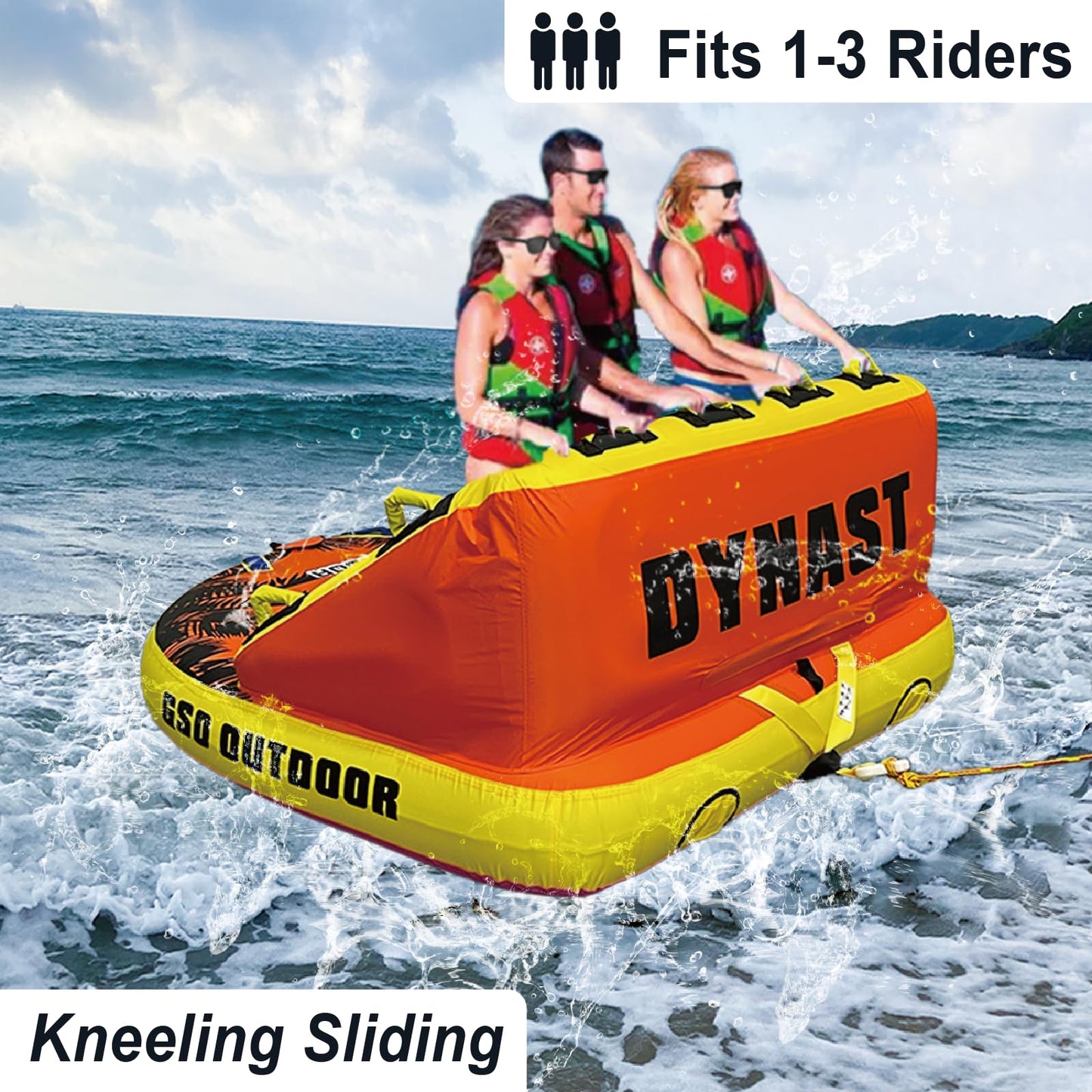 GSO Dynast 3 Person Inflatable Towable Tube for Boating