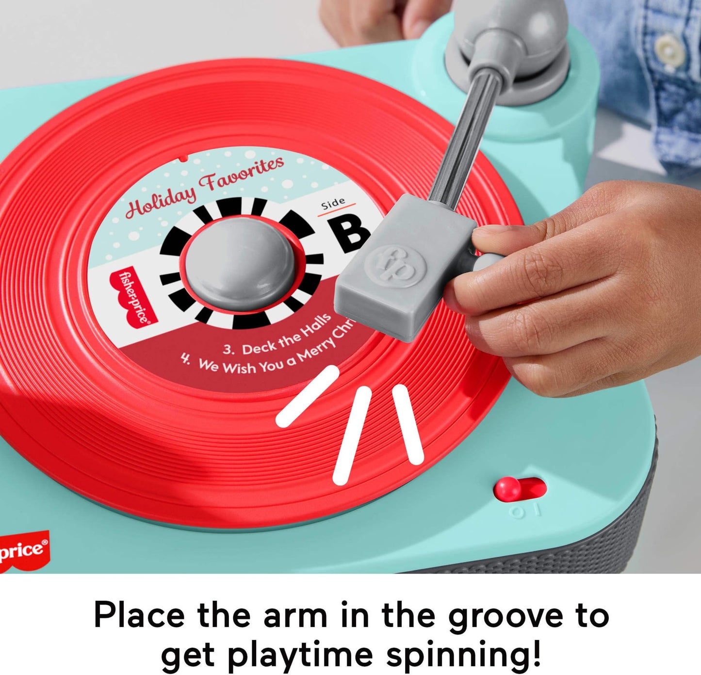 Fisher-Price Musical Toy Deluxe Rockin’ Record Player Pretend Turntable with 6 Albums for Preschool Play Kids Ages 3+ Years (Amazon Exclusive)