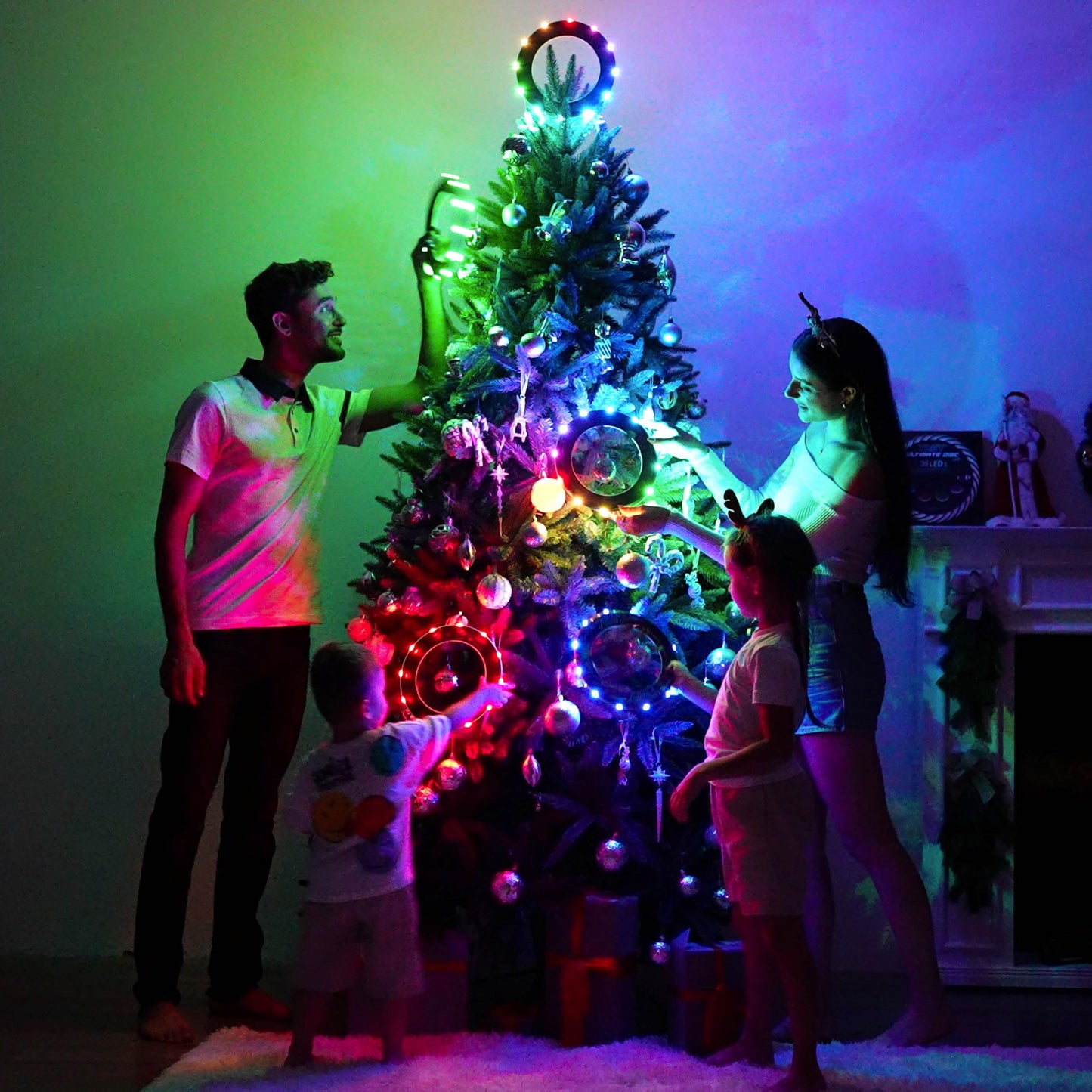 TOSY Bundle of 2 - Blue + Green - Flying Ring 12 LEDs Super Bright
