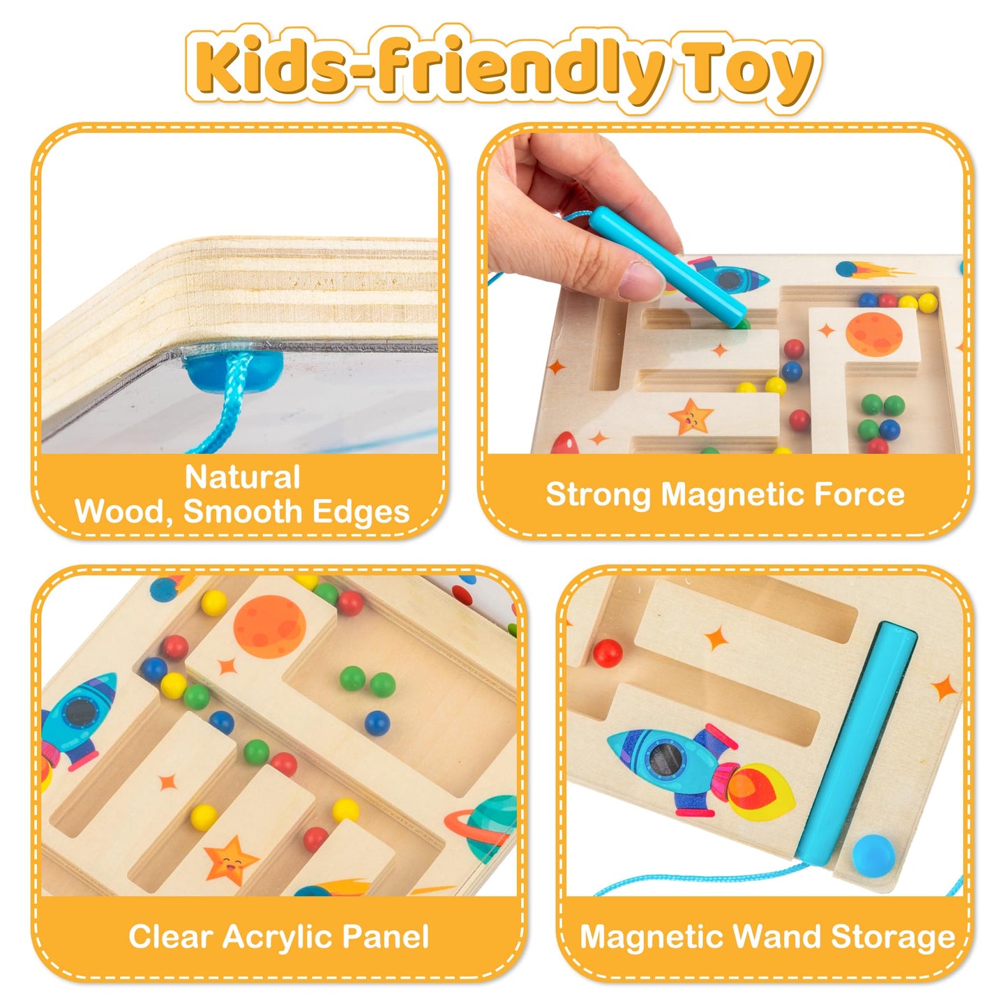Kids Montessori Magnetic Wooden Toys - Bead Sorting & Stringing Activity for Kids Ages 3-7, Preschool Educational Logic Game, 2-Player Brain Teaser, Travel-Friendly Toddler Toy, Gift for Boys & Girls
