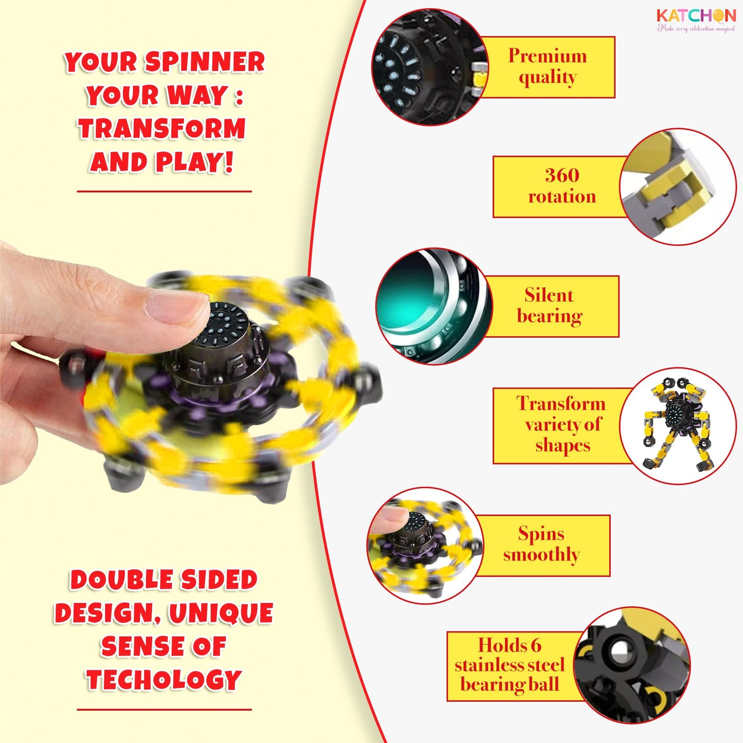 KatchOn, Transformable Fidget Toys Bulk - Pack of 24 | Robot Fidget Spinners Pinata Stuffers for Kids, Party Favors for Kids 8-12, Treasure Box Toys for Classroom Goodie Bags Stuffers Classroom Prizes