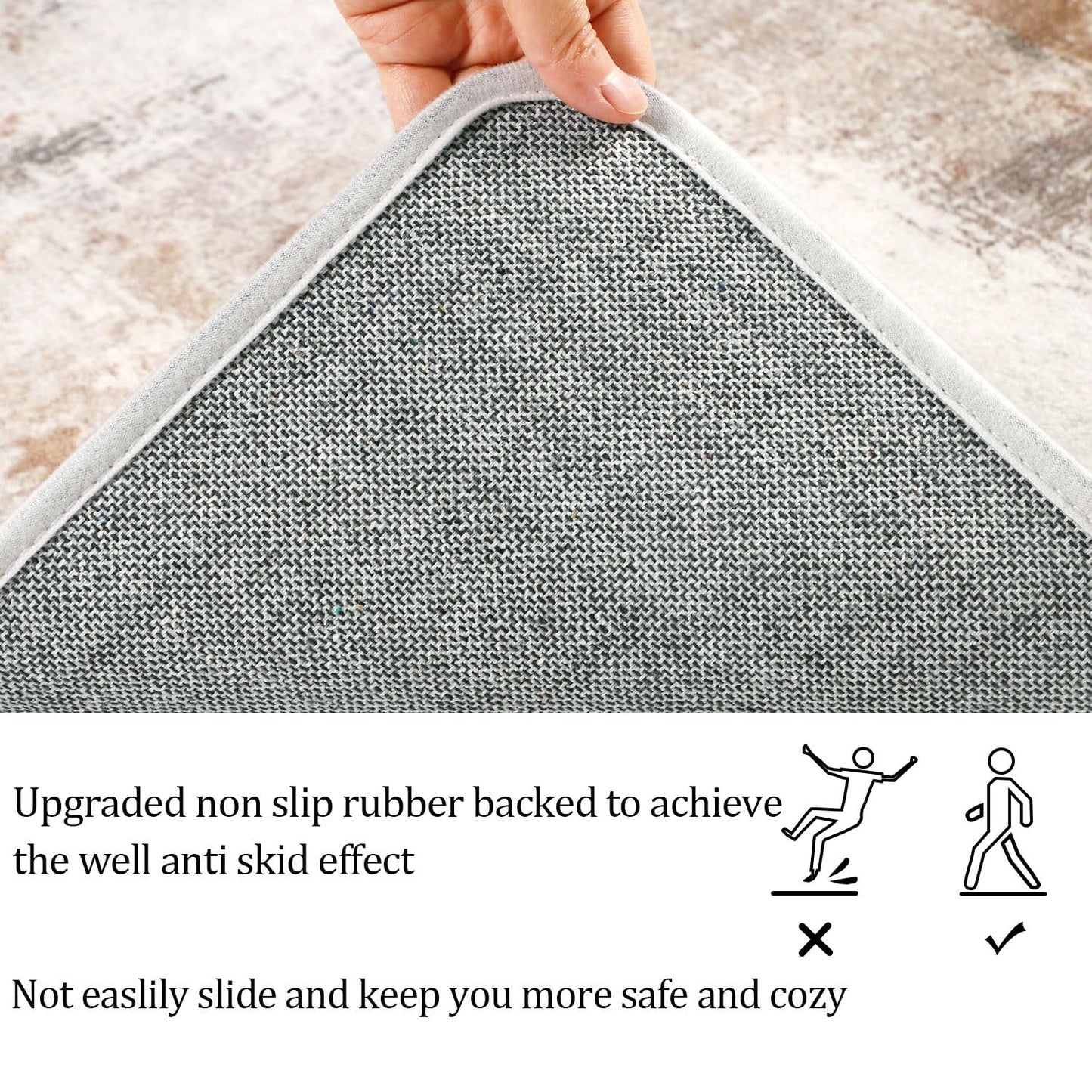 famibay Runners for Hallways Non Slip, Modern Abstract Washable Runner Rug, Soft Hallway Rug Pet Friendly Faux Wool Low Pile Carpet Floor Runner for Kitchen Bathroom Bedroom(Beige/Camel)