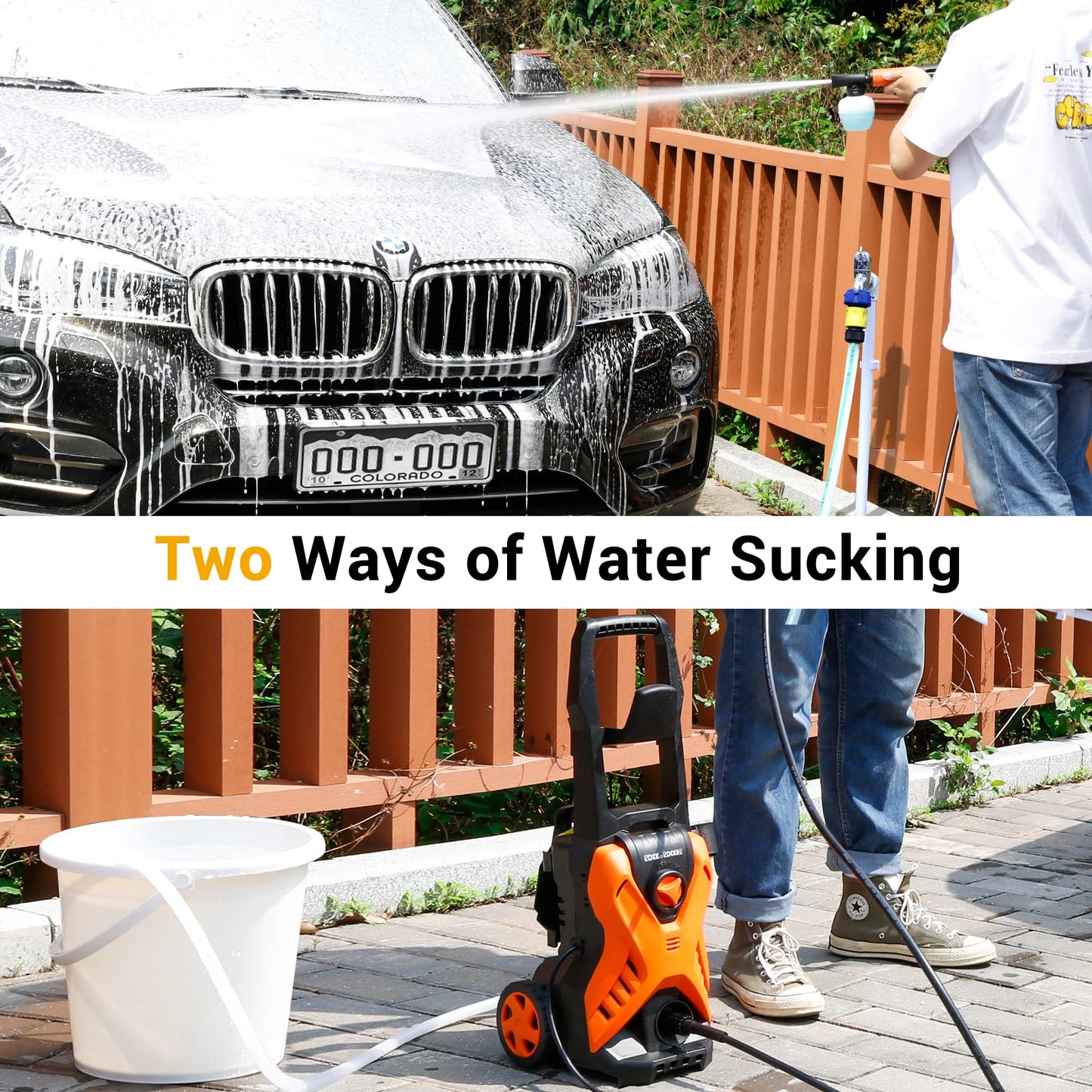 Rock&Rocker Electric Pressure Washer, 2150PSI Max Power Washer with Adjustable Pressure Nozzle, Foam Cannon, Car Cleaning Washer Great for Home/Patio/Concrete/Deck/Driveways Cleaning