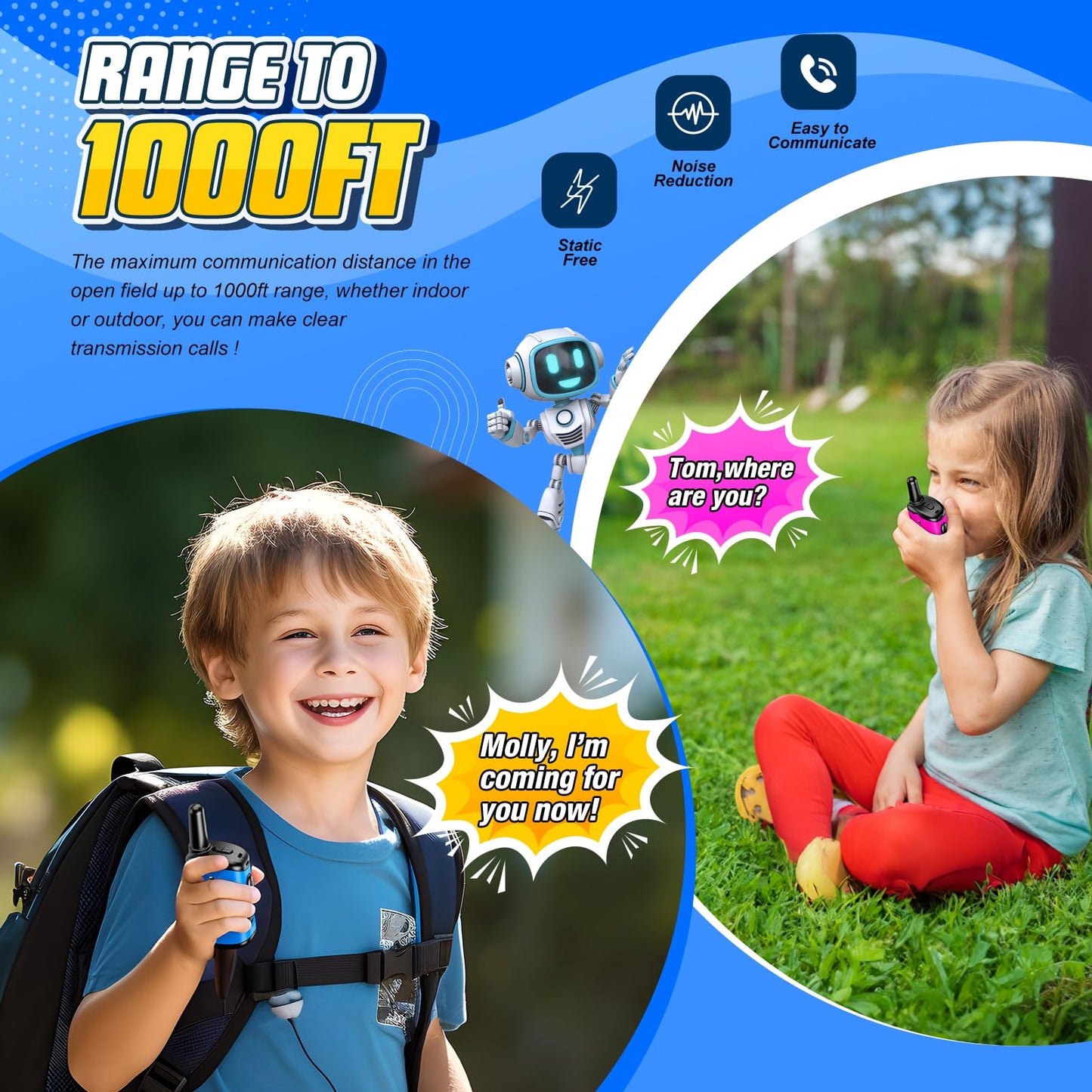 Toys for 3-8 Year Old Girls: comedyfun Mini Robots Walkies Talkies for Kids 2 Pack Birthday Gifts for 3 4 5 6 7 8 Year Old Girls Boys Camping Hiking Toys Age 4 5 6 7 8 Girl Boy