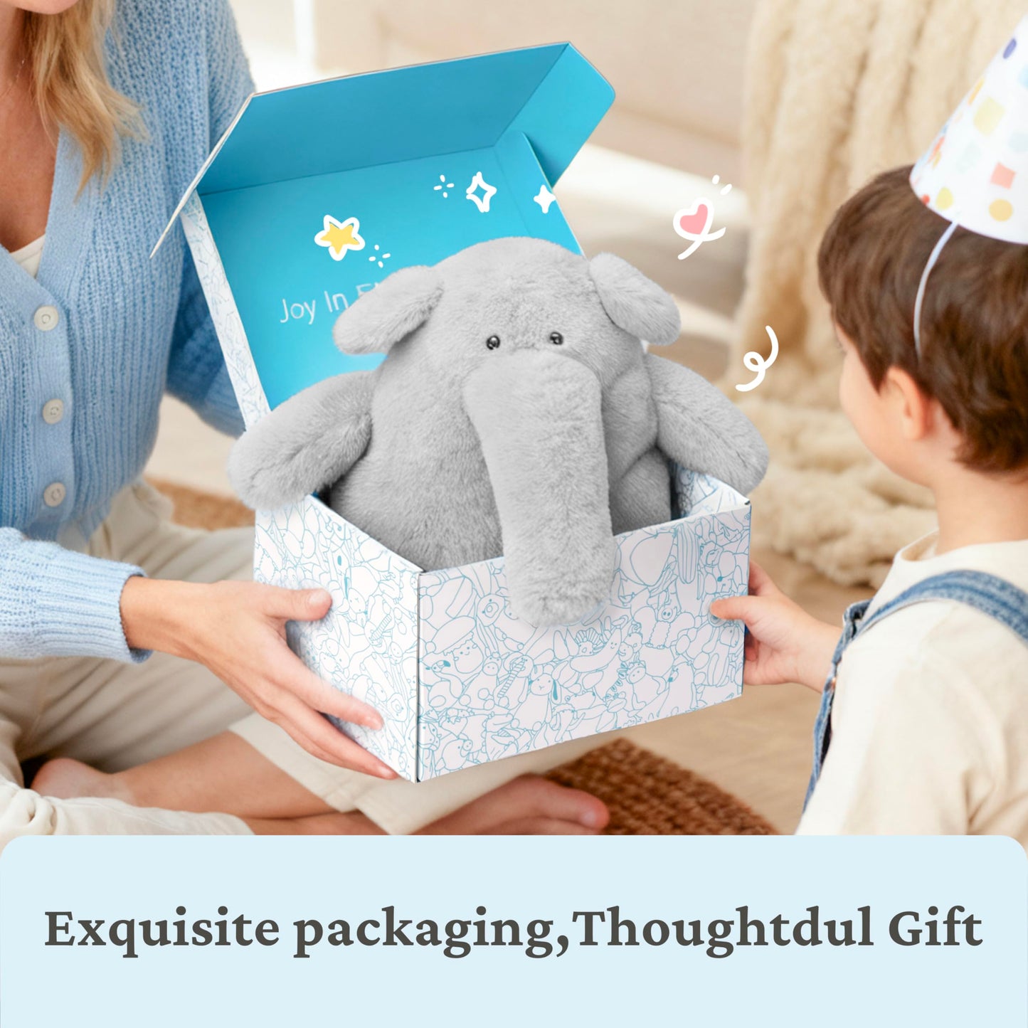 IKASA Elephant Stuffed Animals Plush Toys,10" Cute Plushie Soft Cuddly Plushy Fluffy Toy, Gifts for Family Kids Girls Boys