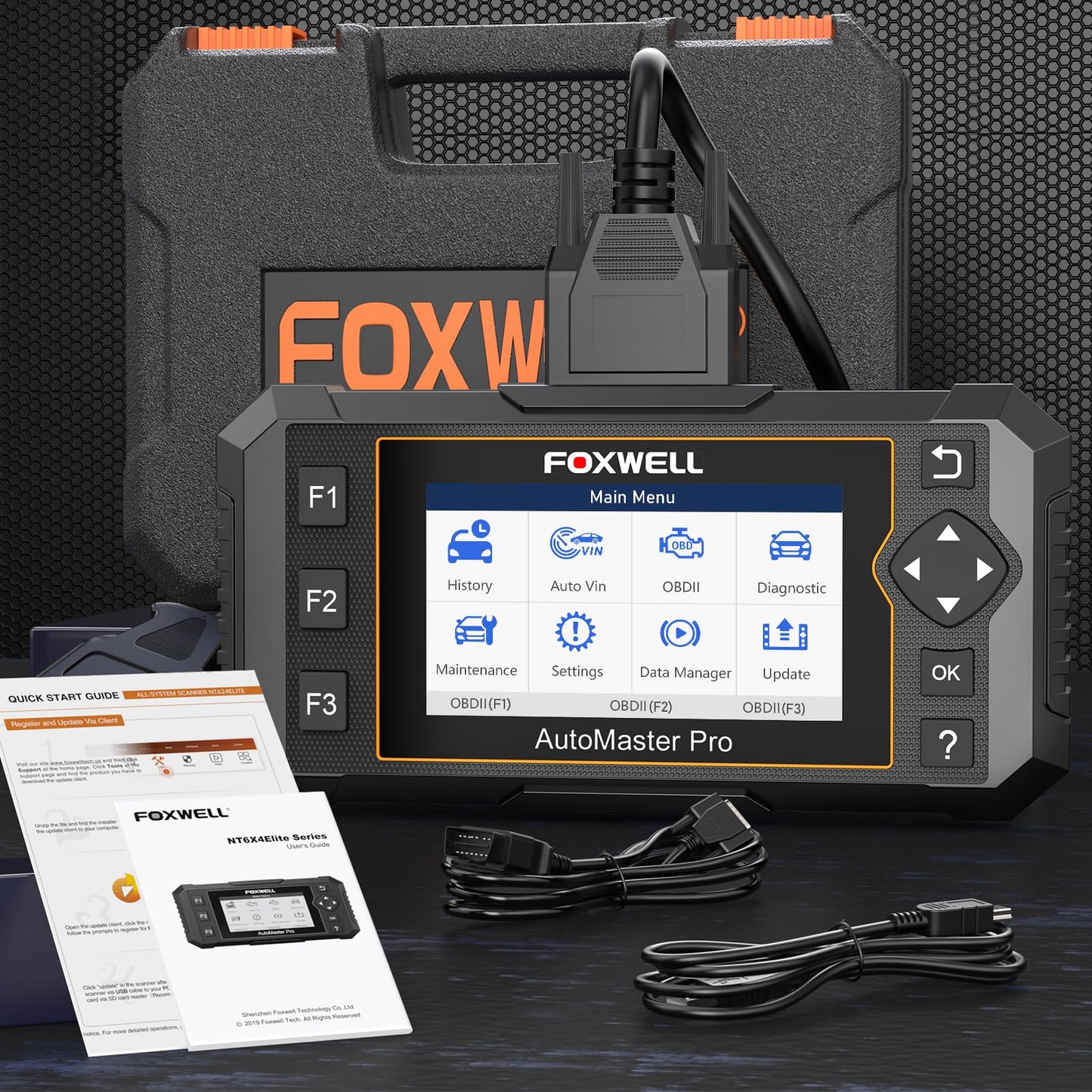 2026 FOXWELL NT614 Elite OBD2 Scanner with 5 Resets ABS Bleeding, SAS Calibration, Oil, EPB, Throttle, Upgrade of NT604 Code Reader Scan Tools, ABS SRS Engine Transmission Battery Test Car Scanner