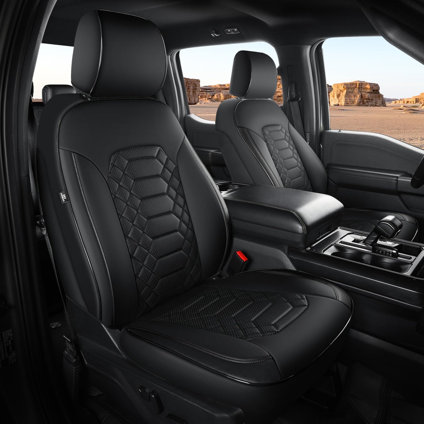 FEINEPRO F150 Seat Covers Full Set - Pickup Truck Seat Protectors for Ford 2015-2025 F150 SuperCrew & 2017-2025 F250/f350/f450 Super Duty Crew Cab, Durable Faux Leather Waterproof