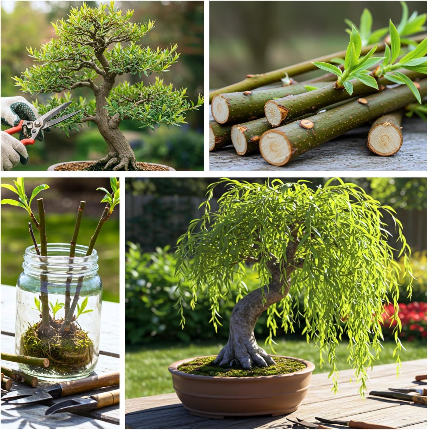Dwarf Weeping Willow Bonsai Tree Cutting to Grow – Live Indoor Plant for Home & Office Décor | Hand-Trained Miniature Tree with Elegant Cascading Branches - Bonsai Material
