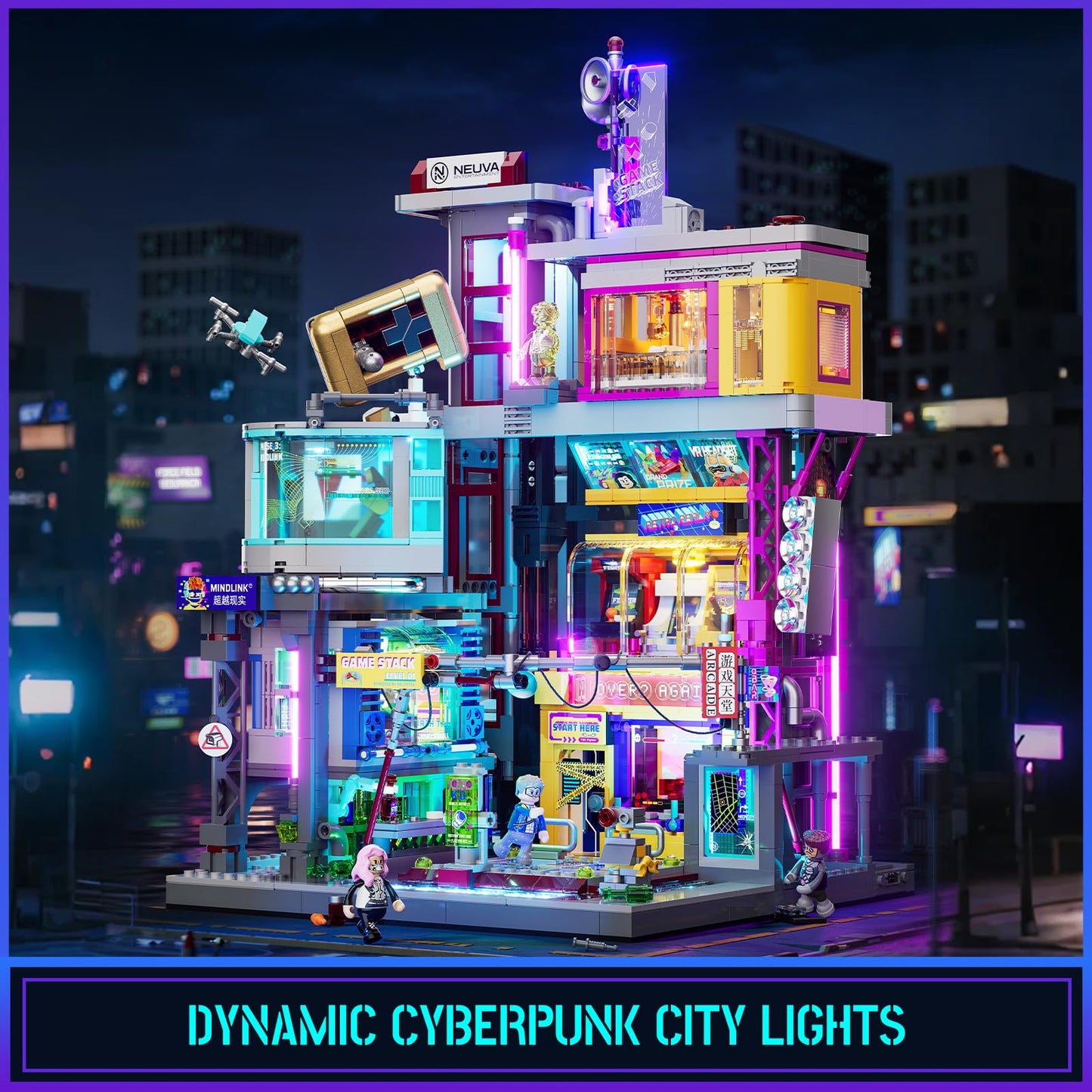 Lumibricks Cyberpunk Game Stack Lighting-Building-Bricks Set - Cyberpunk Neon City Future Gaming Room Street View Collection LED Light Model Set 2580 Pcs for Adults and Sci-fi Lovers