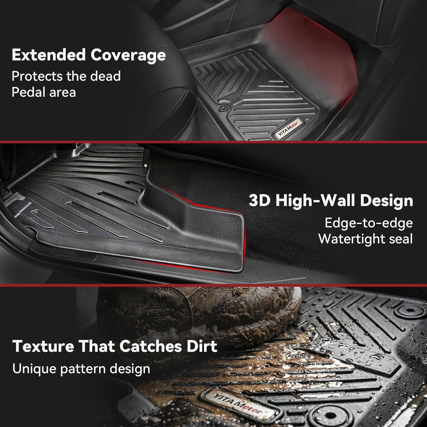 YITAMOTOR Floor Mats & Cargo Liner for Honda CR-V 2023 2024 2025 2026 (Gasoline), All Weather TPE Car Trunk Mat (Upper Position) Custom Fit Automotive Accessories, CRV 2 Row & Cargo Liner, Black