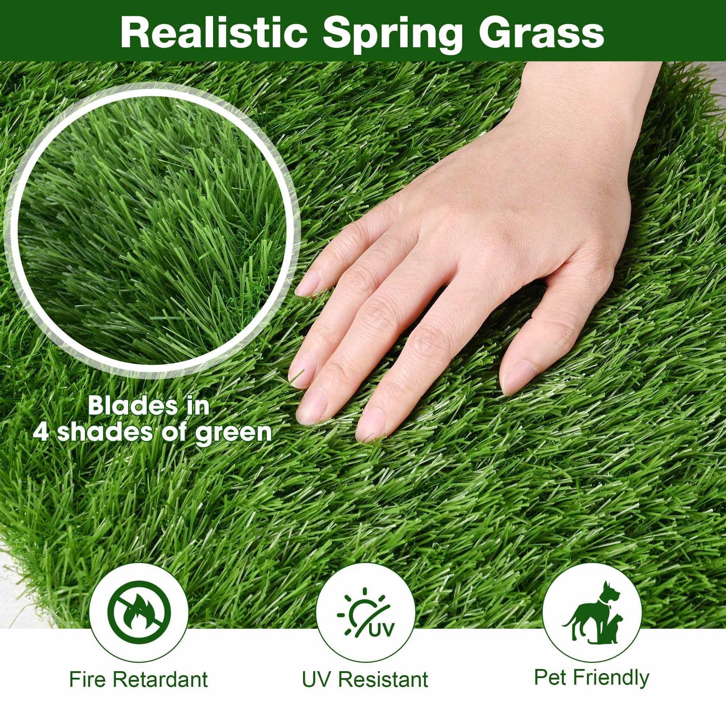 Yescom Artificial Grass Turf Synthetic Turf Fake Lawn with Drainage Holes for Dog Potty Pet Backyard Outdoor 20'x3'(60 Sq.Ft) 1.38" Pile Height