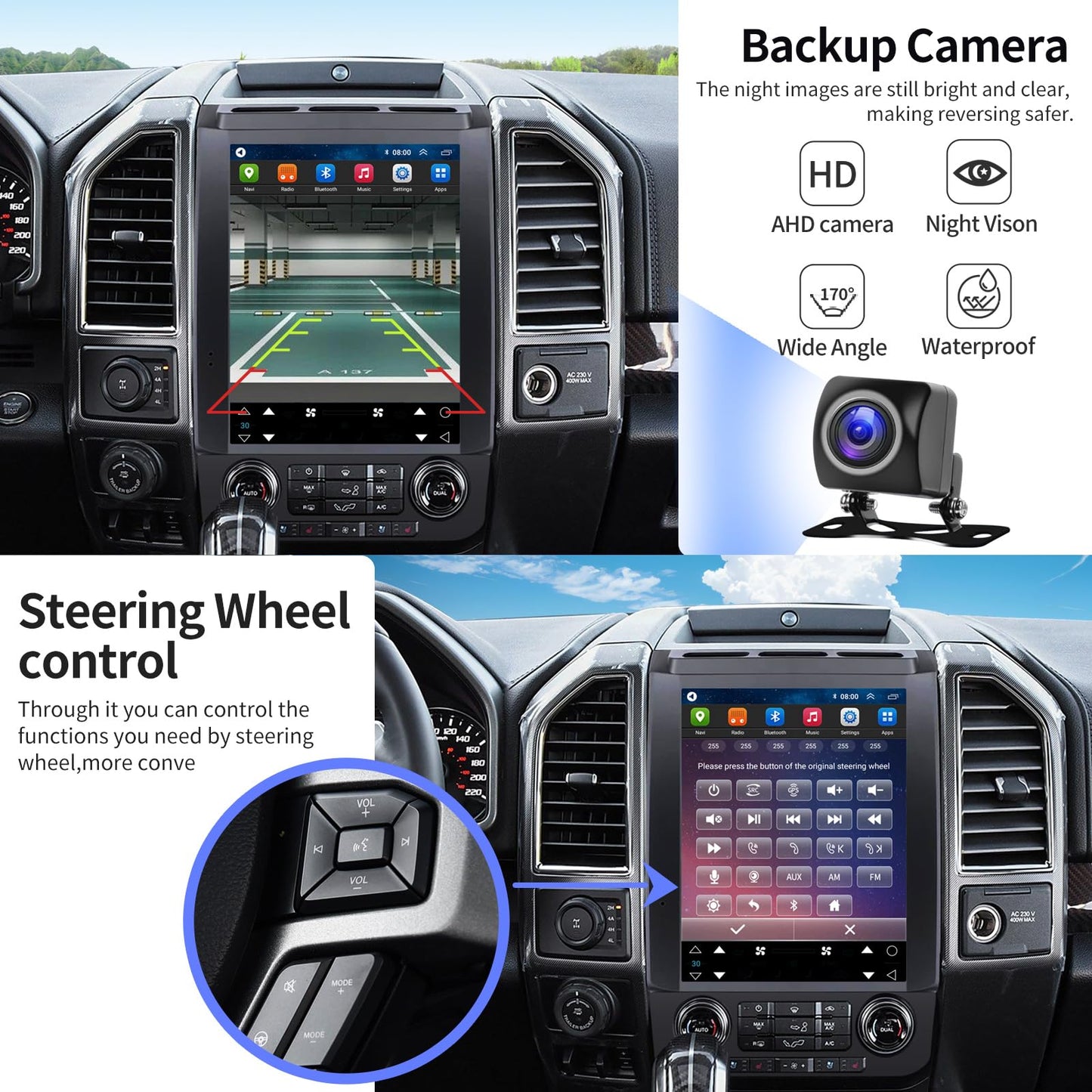 Car Radio Stereo for Ford F150 2015-2020 Update Radio Replacement CarPlay Android Auto GPS Navigation Vertical Touchscreen Tesla Style with DSP Bluetooth in Dash Headunit Multimedia Player Car Audio