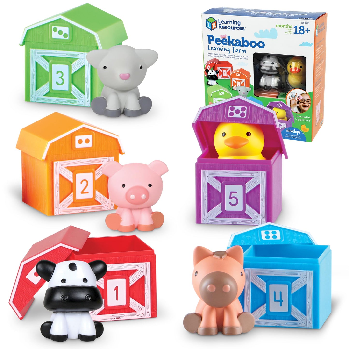 Learning Resources Peekaboo Learning Farm - Farm Animals for Toddlers, Educational Fine Motor Montessori Sets, Toddler Animal Toys, Counting, Sorting & Matching Barn Animal Toy, Little Animal Figures