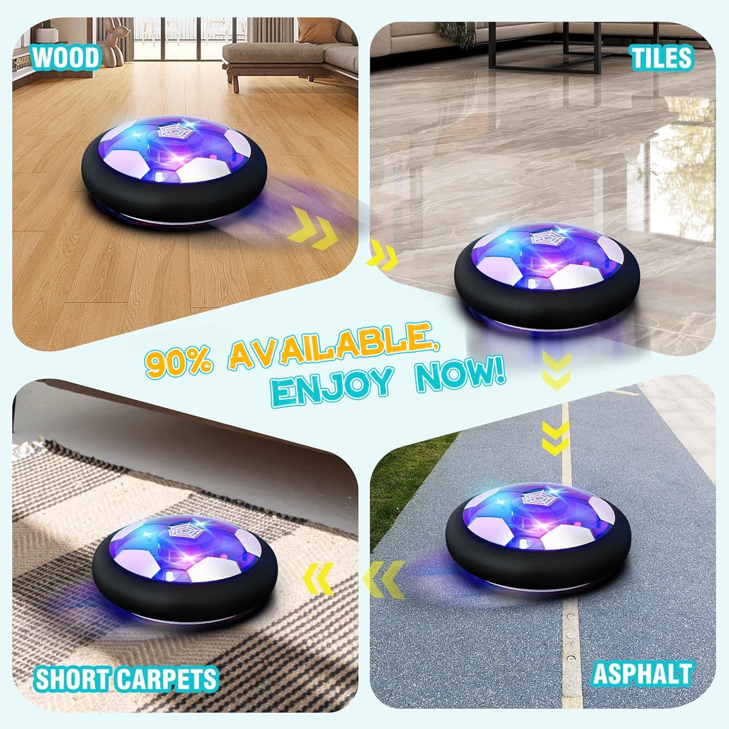 BLUEYE 2Packs Rechargeable Hover Soccer Ball- Kids Toys - Indoor Toddler Game -Birthday for Boy Age 3,4,5,6,7,8,9 Years Old - Easter Basket Essential- Stocking Stuffers - Yankee Swap