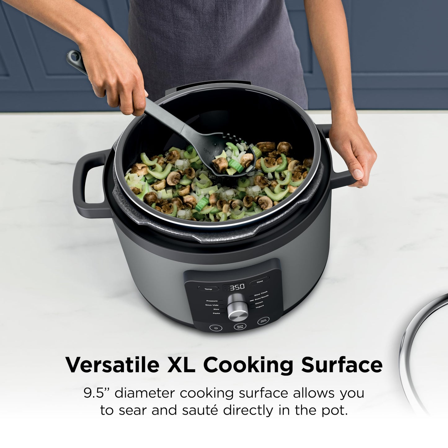 Ninja HyperHeat 9-in-1 6.5-qt Pressure Cooker | Steams, Slow Cooks, Sears, Sautés, Sous Vide, Yogurt & More | With SimpliServe Pot | Powerful 1200-Watt | Grey | PC201GY