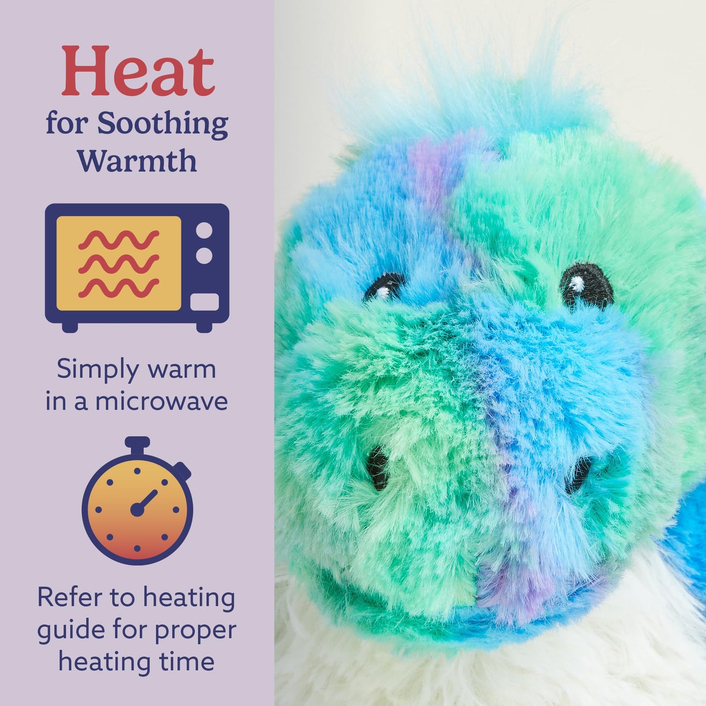 warmies Junior Microwavable & Weighted Stuffed Animals, Rainbow Dinosaur - Heated Stuffed Animal Plushie for Warmth & Comfort - Soft Plush Toys for Adults & Children (Boys, Girls, Babies & Toddlers)