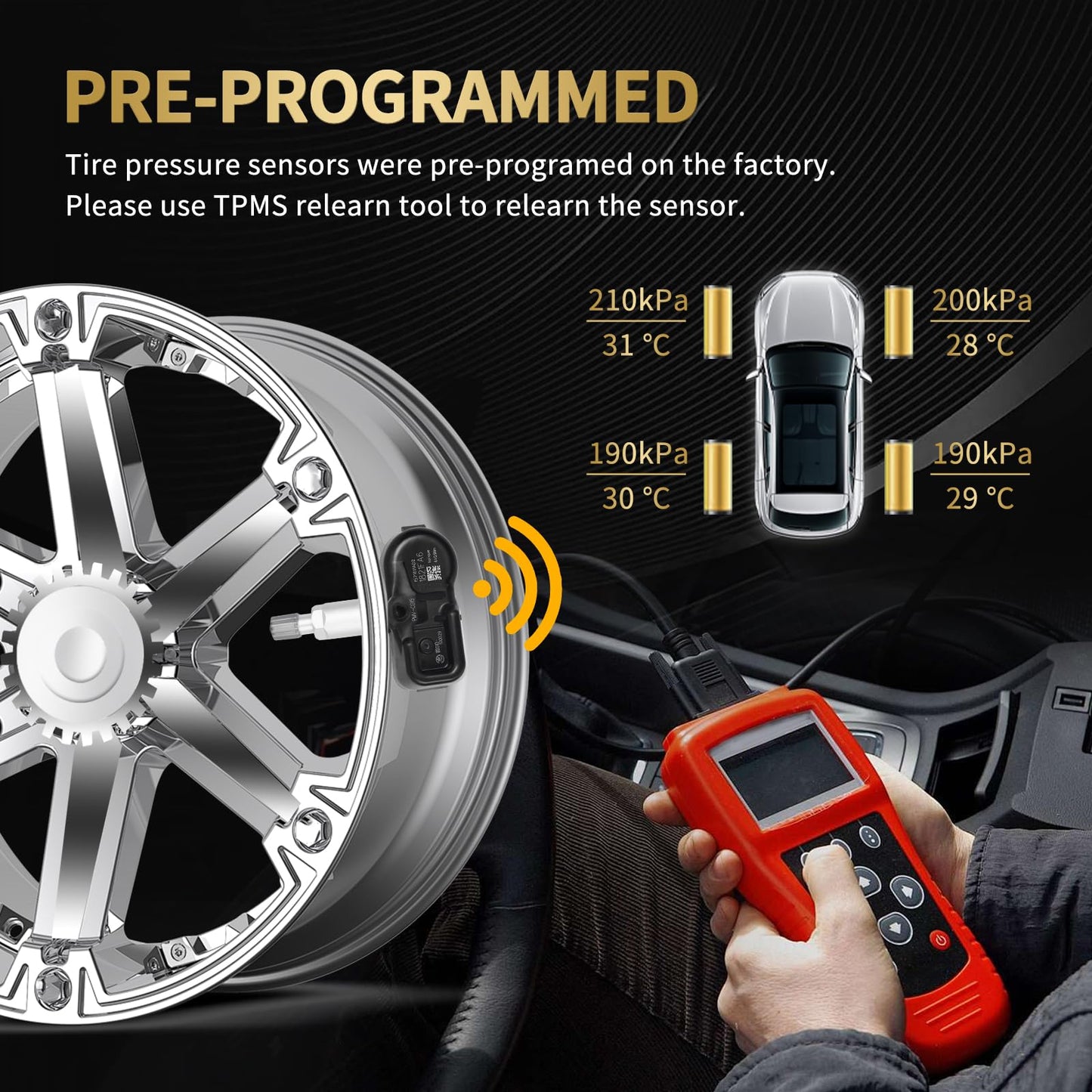 AXINMOTOO TPMS Sensor, 4PCS 315MHz Tire Pressure Monitoring Sensor Replacement for Toyota Avalon 2016-2018, Tacoma 2016 2017, Camry 2015 2016 2017 2018 L4 2.5L 2.7L V6 3.5L 4260706030 4260748010