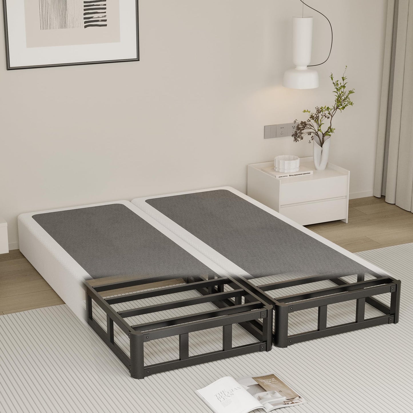 Yicensen Split California King Box Spring 5 Inch, Low Profile Heavy Duty Metal Box Spring Cal King Size with Fabric Cover, Noise-Free, Quick Assembly
