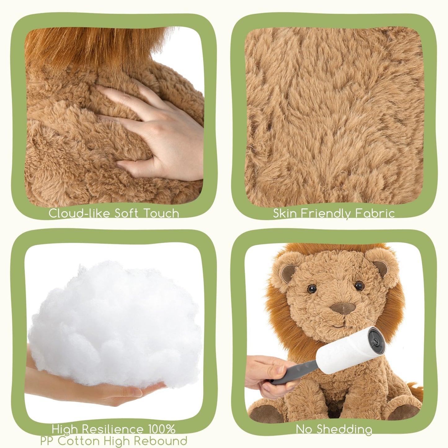 Karister Lion Plush Toy, 17.7" Mother Lion Stuffed Animal with 3 Cute Baby Lions, 4Pcs Wild Animal Stuffed Toy for Kids Boys Girls, Safari Animal Plushies Gift for Christmas Birthday, Brown