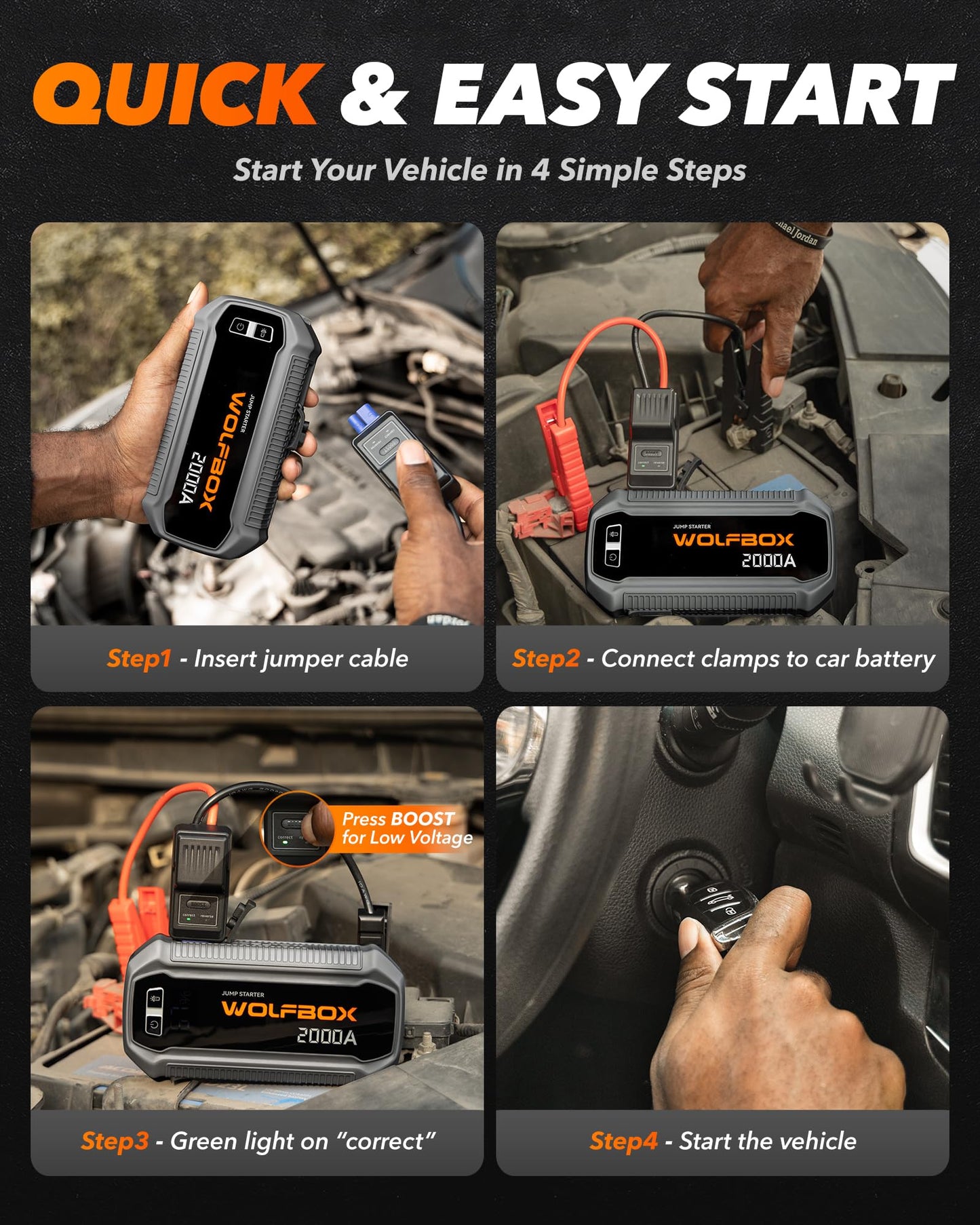 WOLFBOX 45L/min Heavy Duty Tire Inflator & 2000A Jump Starter