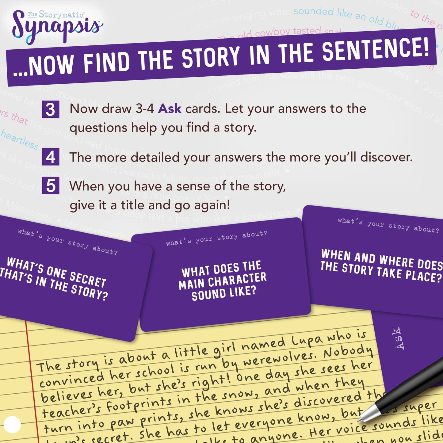 Storymatic Synapsis – Creative Writing Prompts for Adults and Young Writers – Storytelling Game