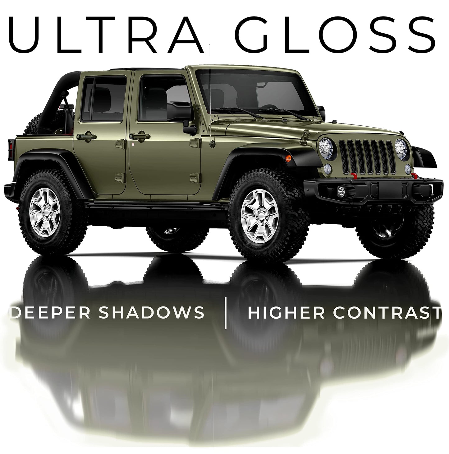 VViViD+ Ultra Gloss Khaki Green 100ft x 5ft Vinyl Car Wrap Premium Paint Replacement Film Roll w Nano Air Release Technology, Stretchable Cap Liner