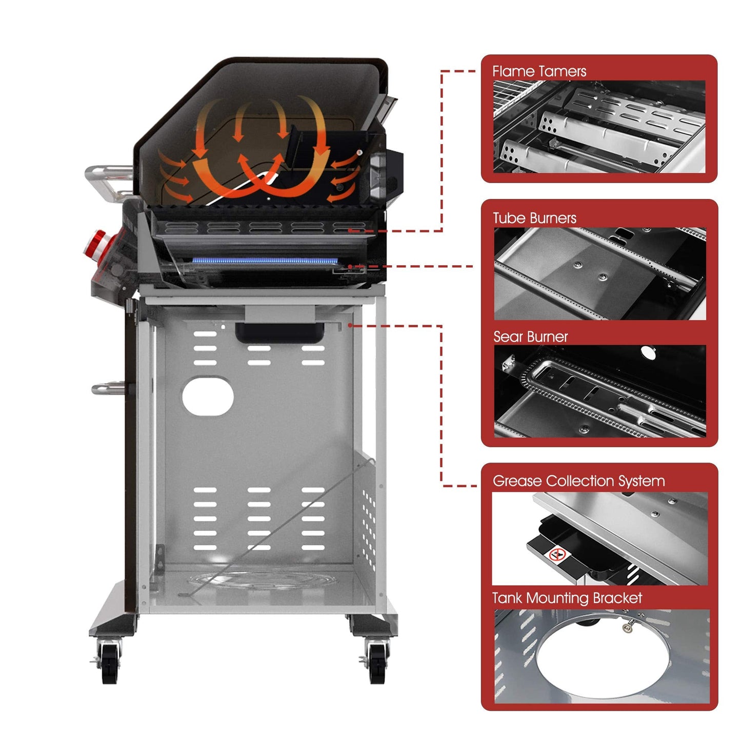 Royal Gourmet GA5403C 5-Burner Propane Gas Grill with Side Burner & Warming Rack, Outdoor BBQ Grill with 74,000 BTUs Output & 738 Sq. in. Cooking Area for Outdoor Barbecue, Coffee